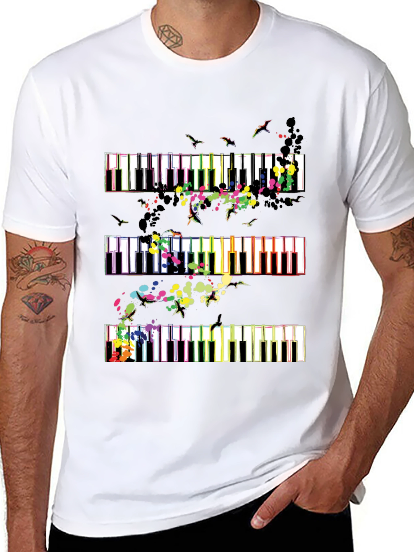 Piano Keys Music Lover Graphic Tee - Black