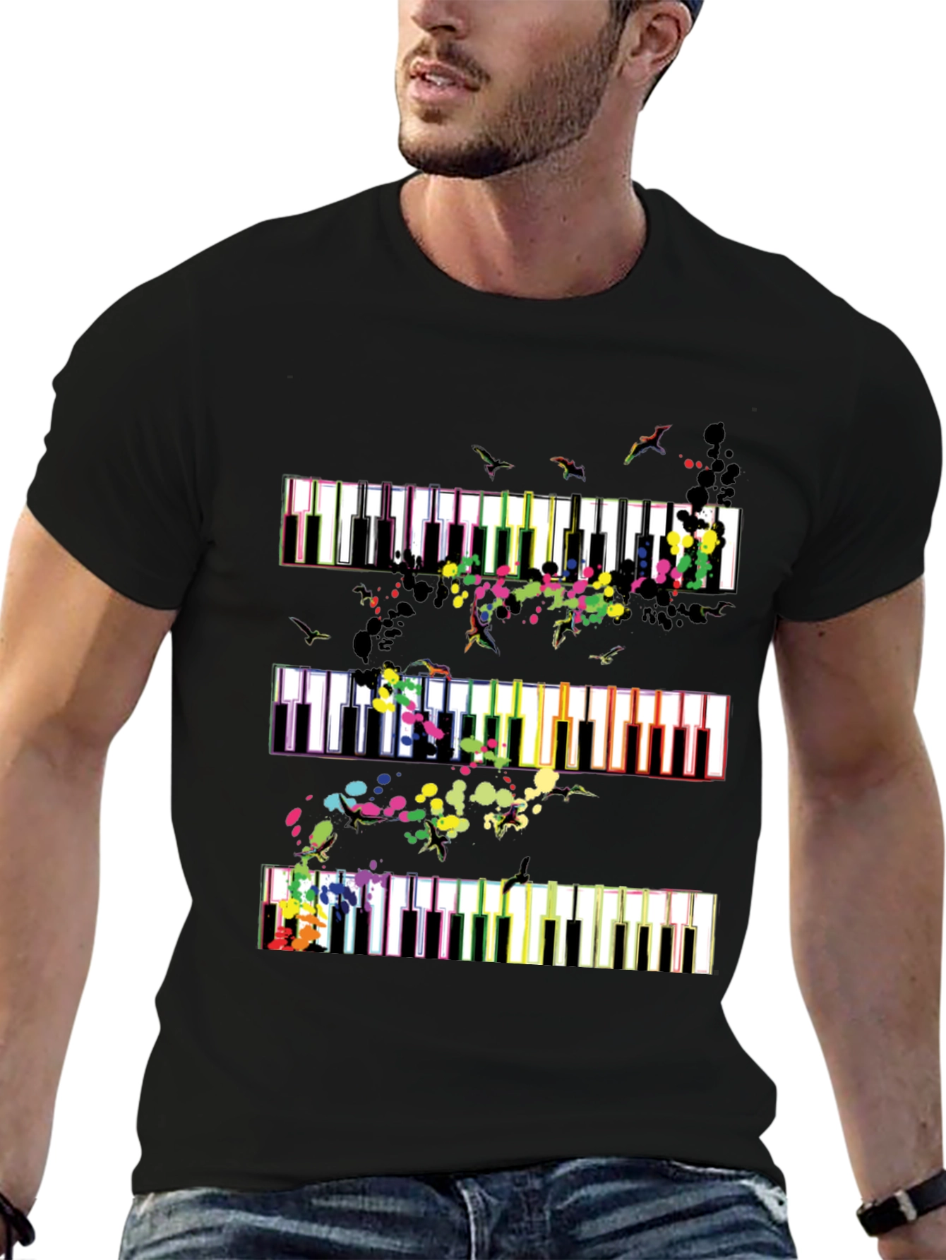 Piano Keys Music Lover Graphic Tee - Black