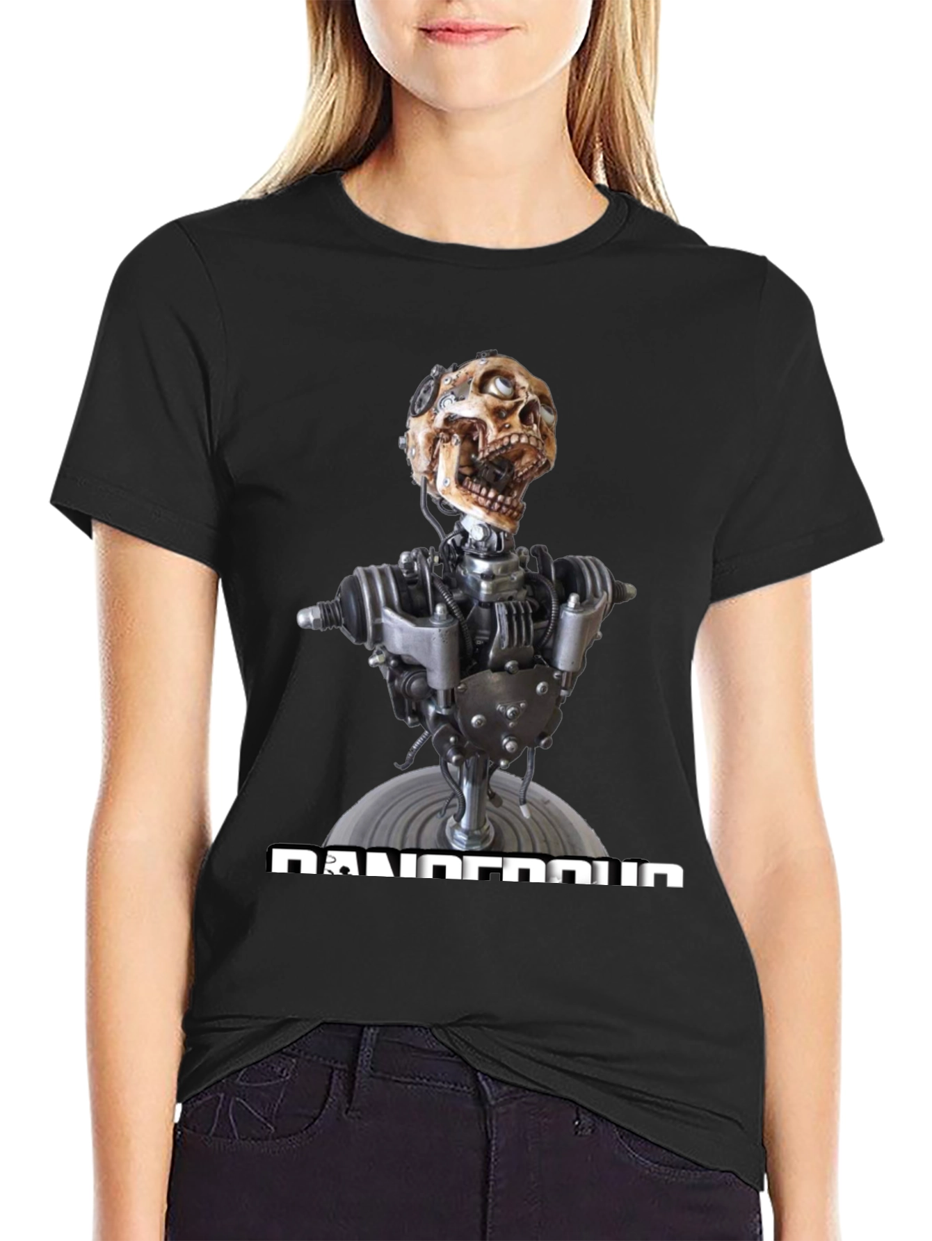 Dangerous Robot Skull Graphic Tee
