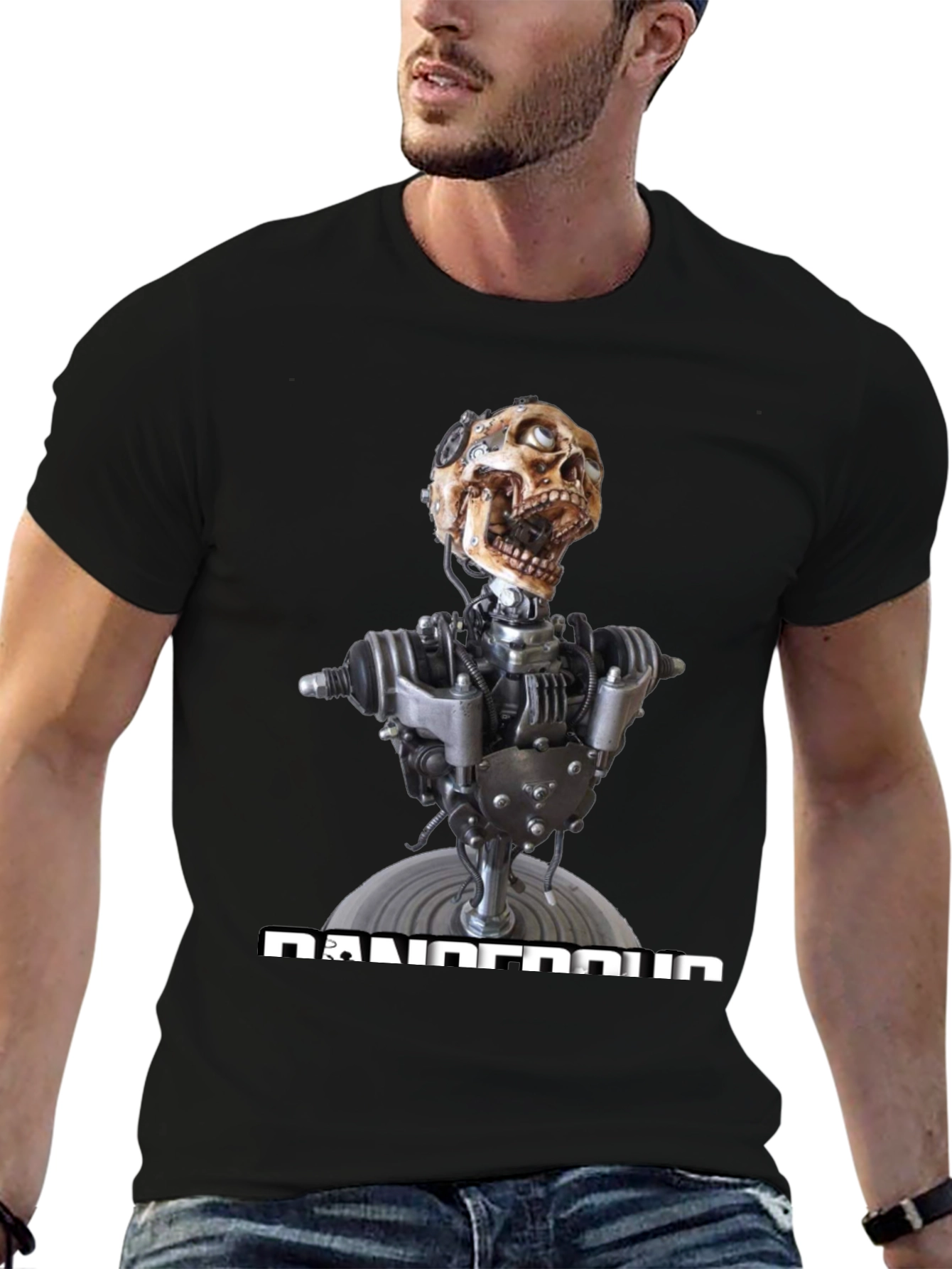 Dangerous Robot Skull Graphic Tee