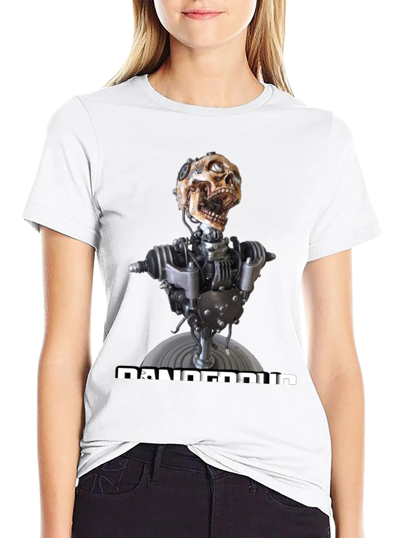 Dangerous Robot Skull Graphic Tee