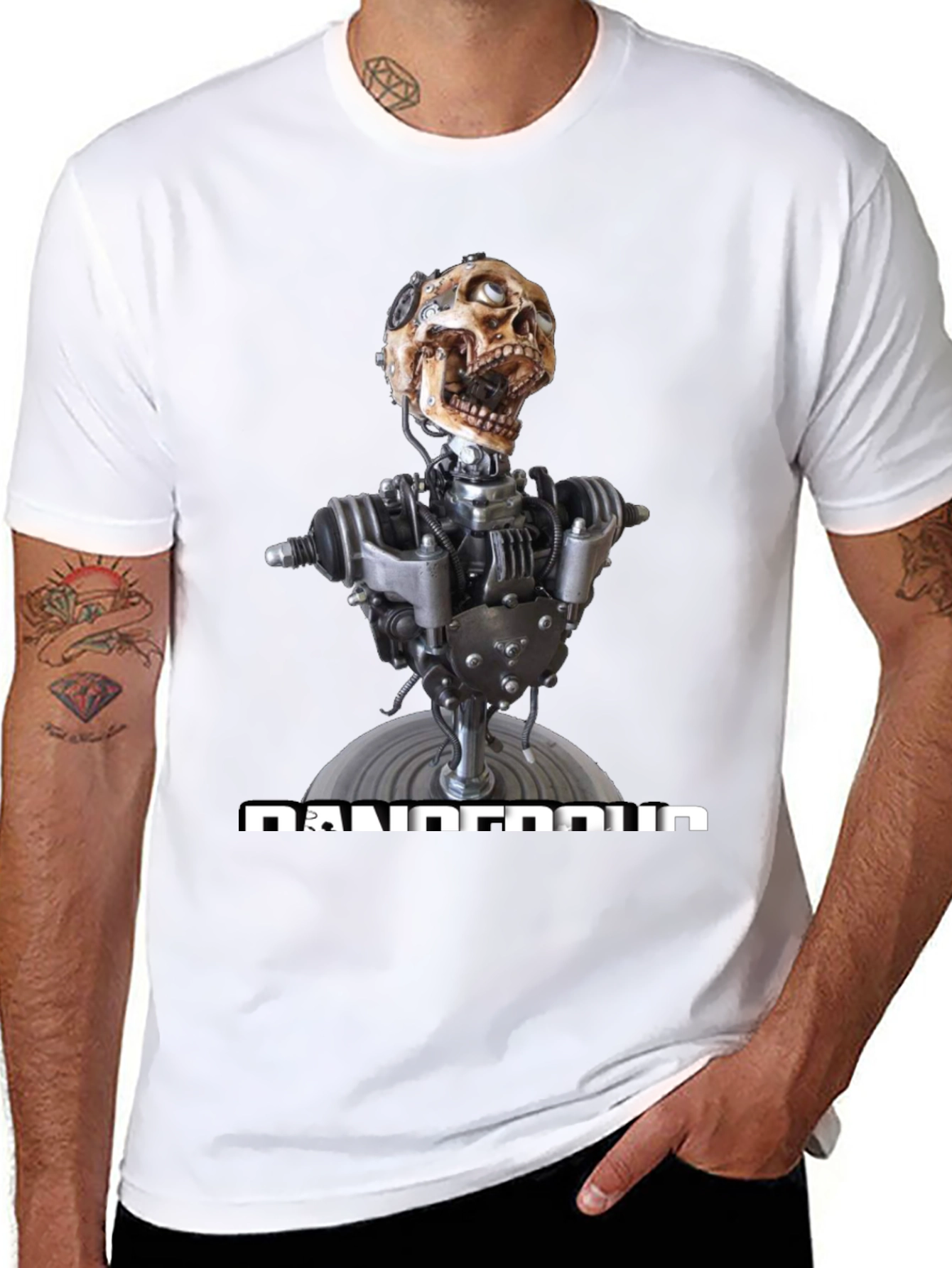 Dangerous Robot Skull Graphic Tee