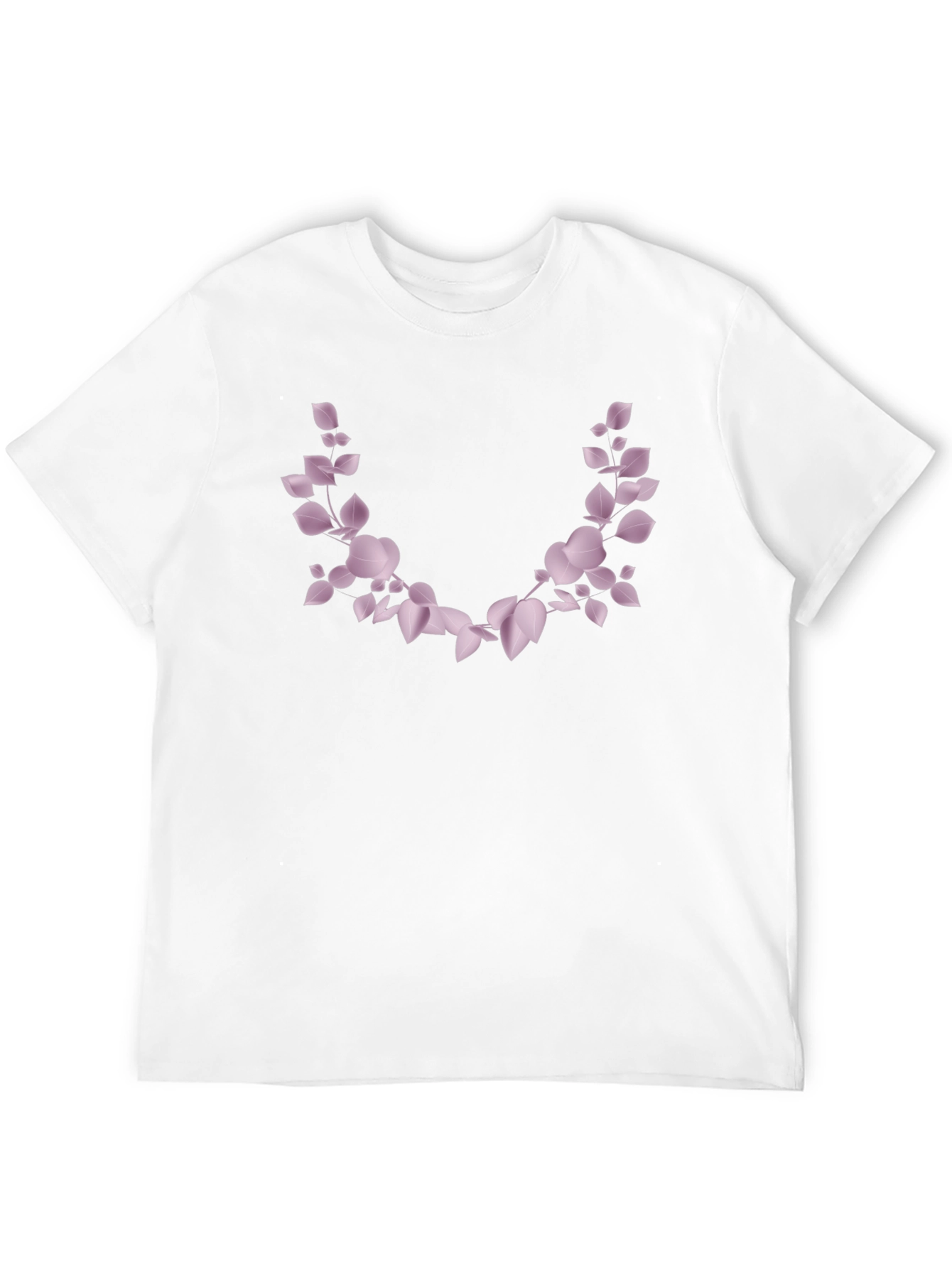 Mens Black T-Shirt with Floral Leaf Design