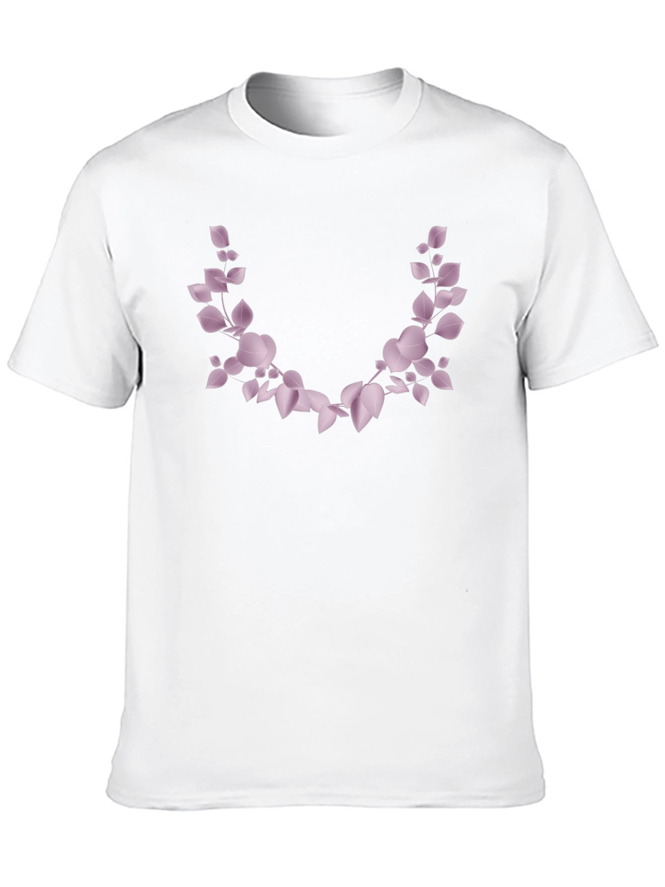 Mens Black T-Shirt with Floral Leaf Design