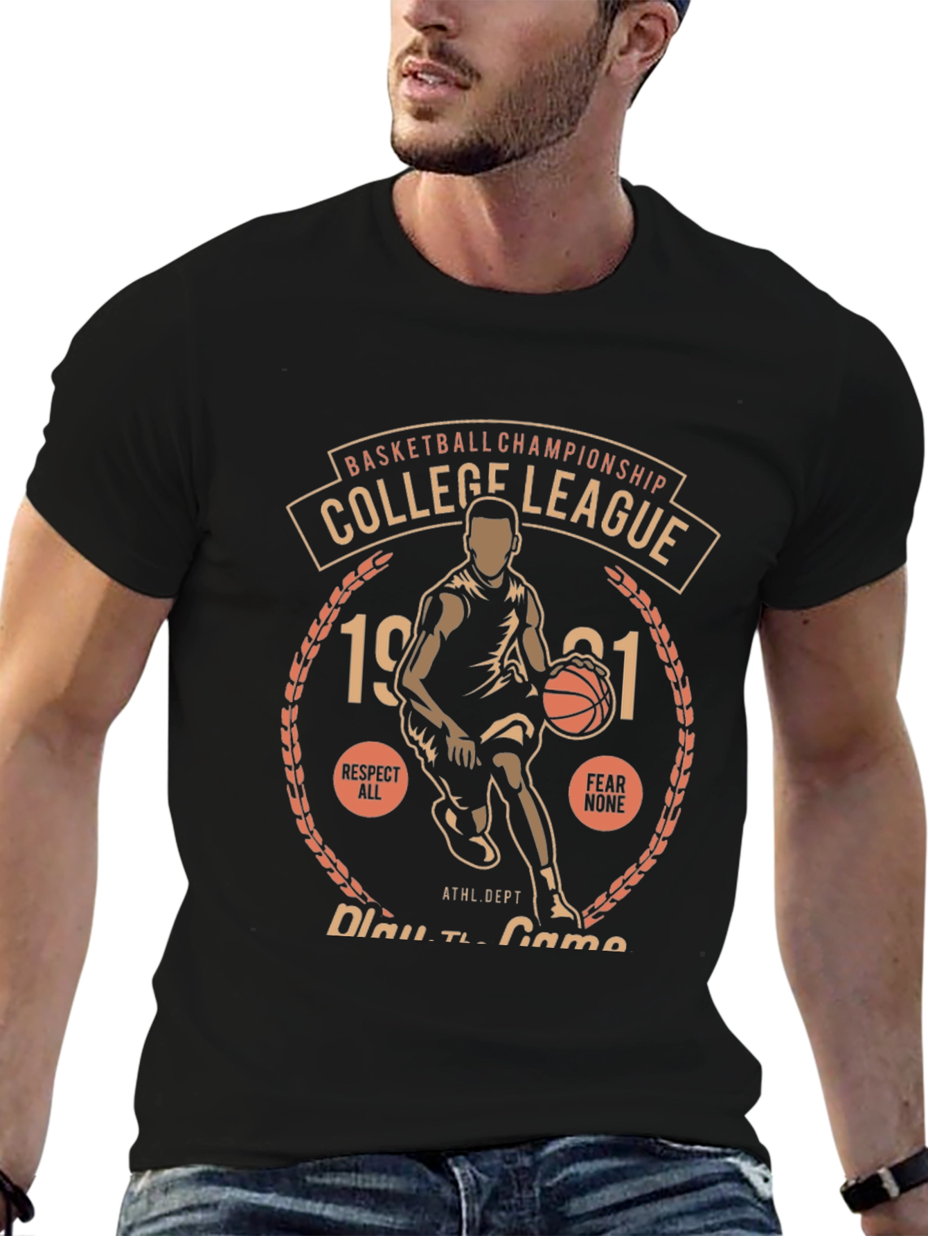 College League Basketball Graphic T-Shirt