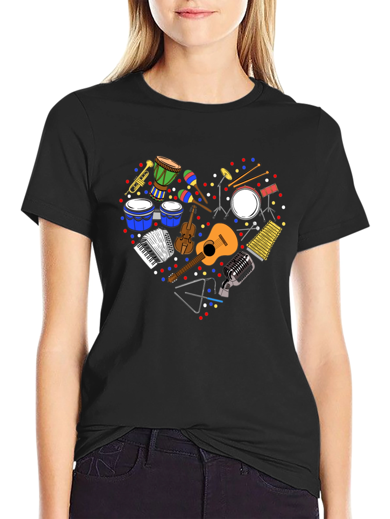 Music Instrument Heart Graphic T-Shirt