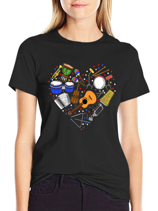 Music Instrument Heart Graphic T-Shirt
