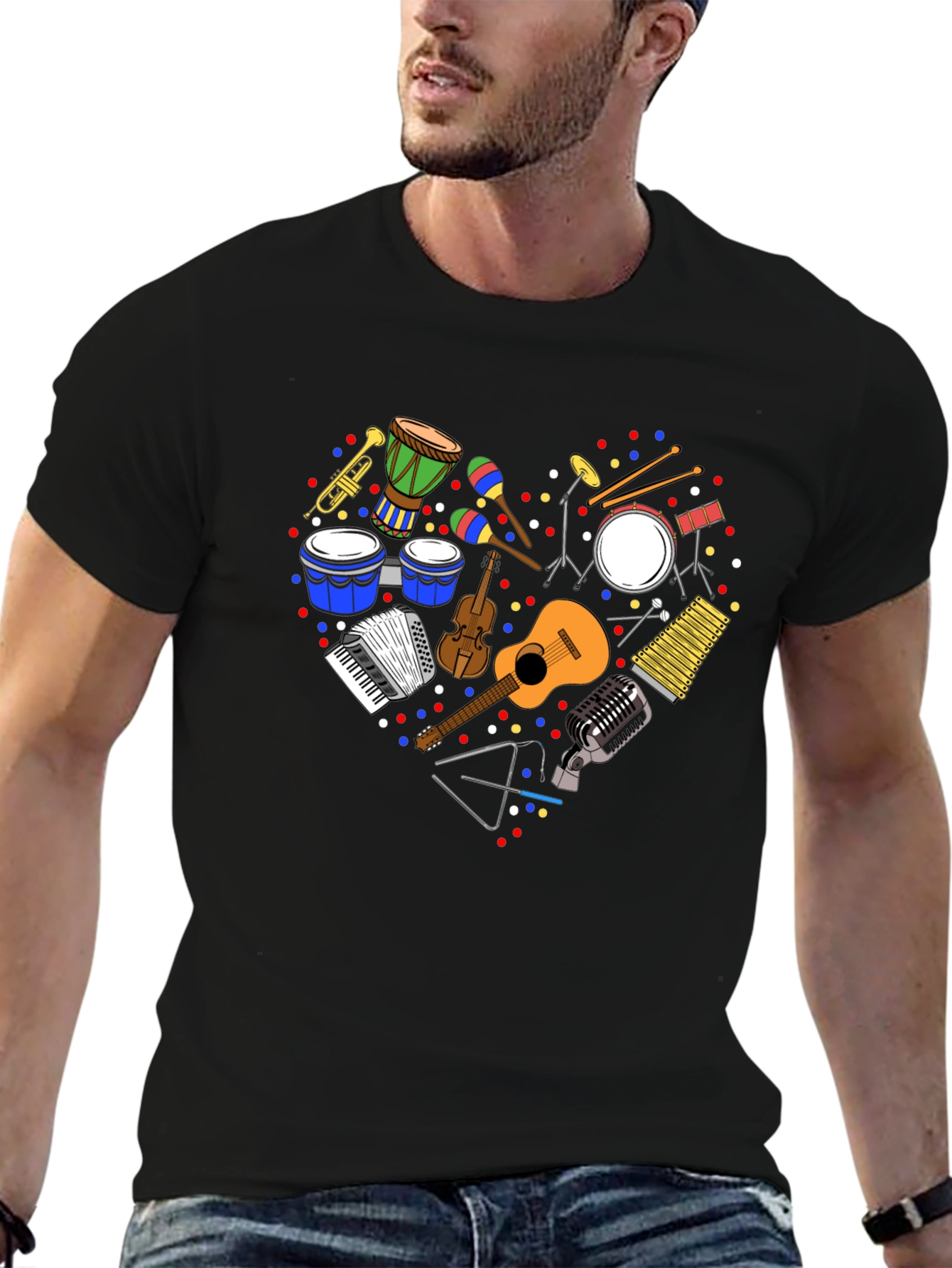 Music Instrument Heart Graphic T-Shirt
