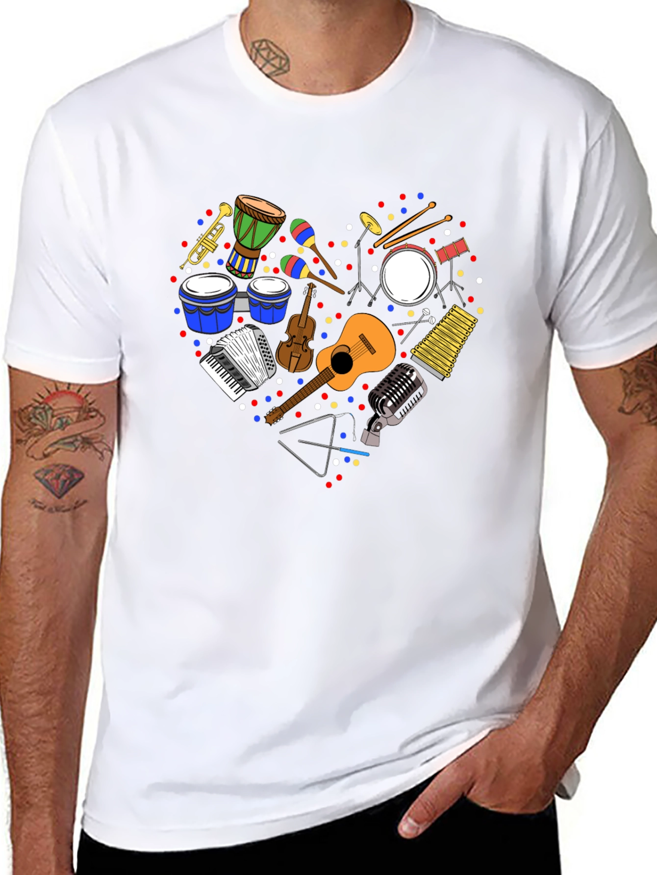 Music Instrument Heart Graphic T-Shirt