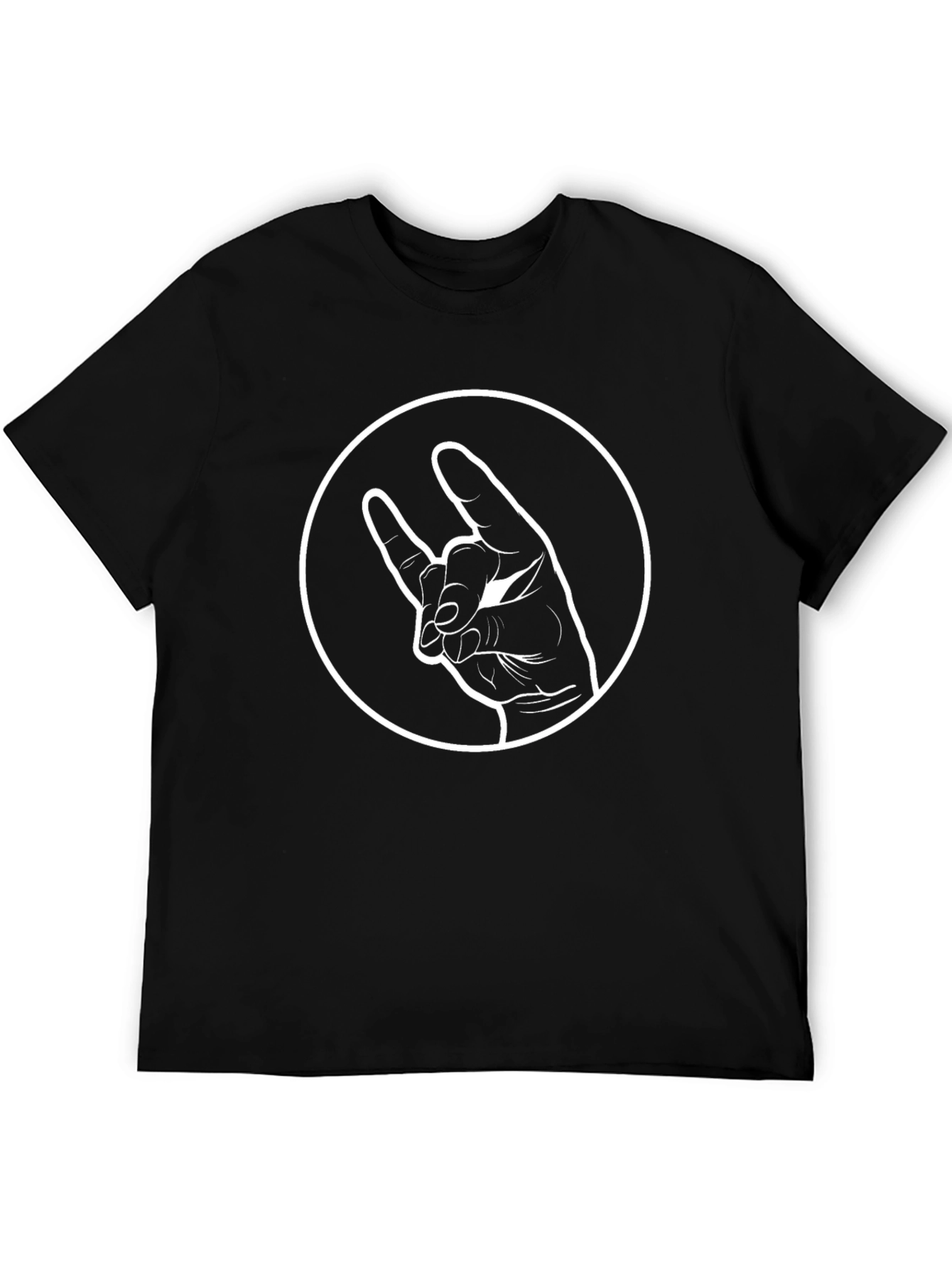 Rock On Hand Graphic Tee - Black Cotton T-Shirt