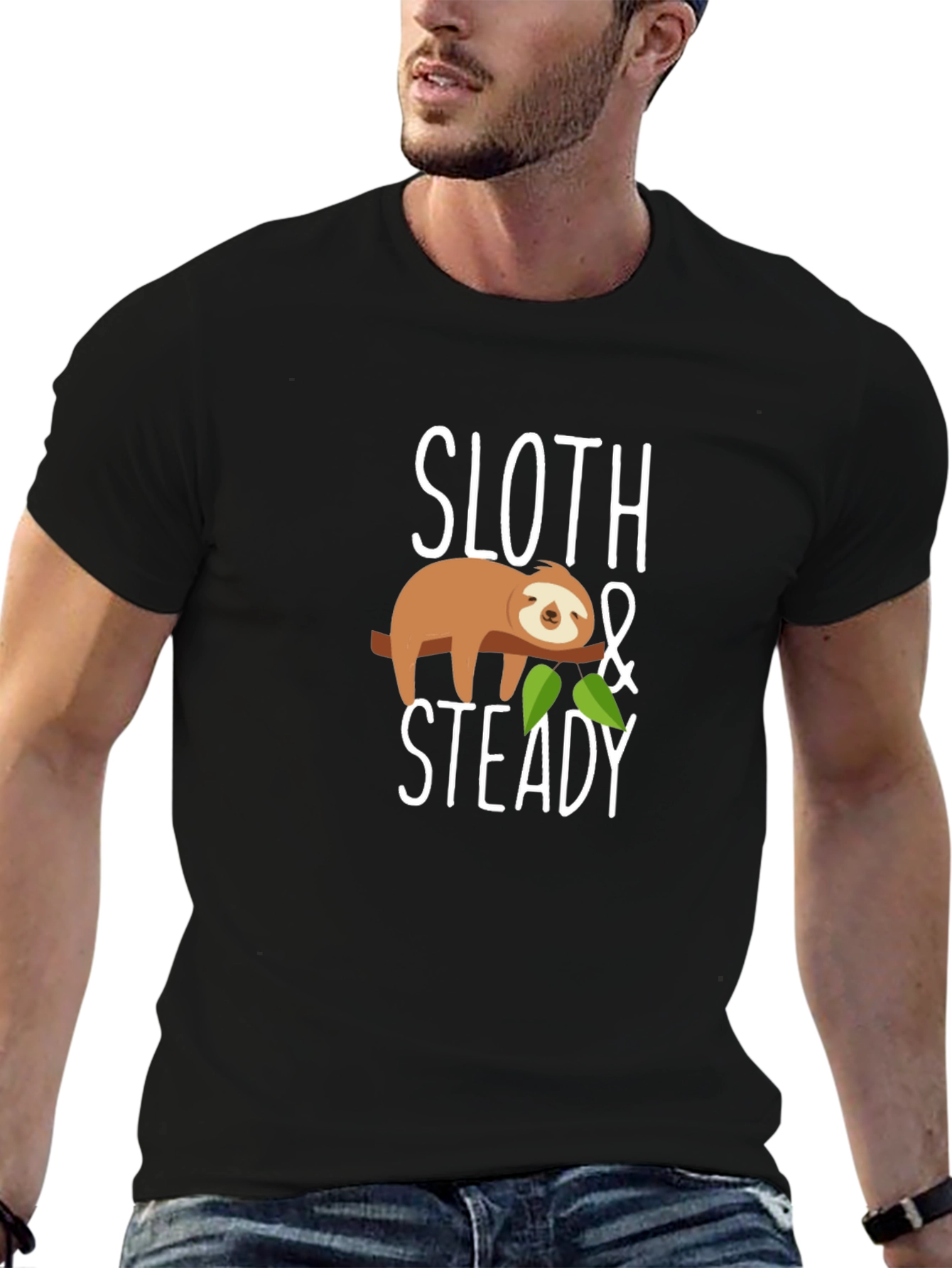 Sloth & Steady Graphic T-Shirt - Black