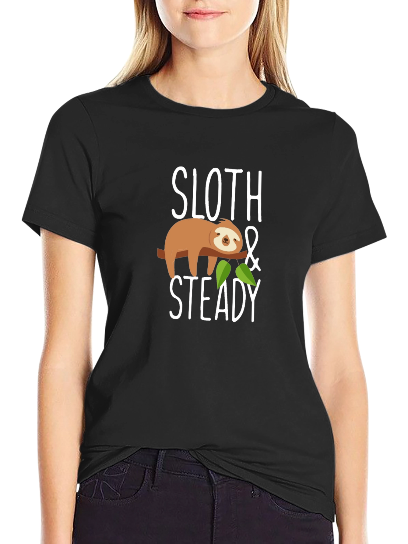 Sloth & Steady Graphic T-Shirt - Black