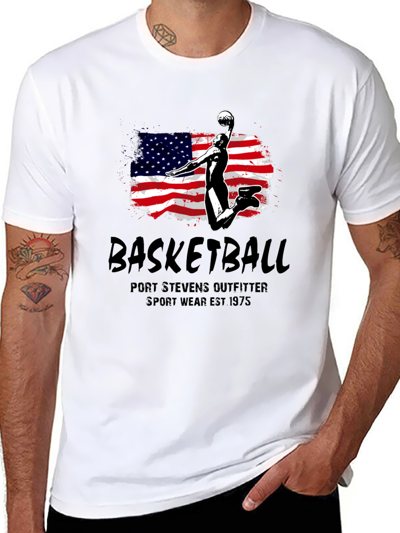 Basketball USA Flag Graphic T-Shirt
