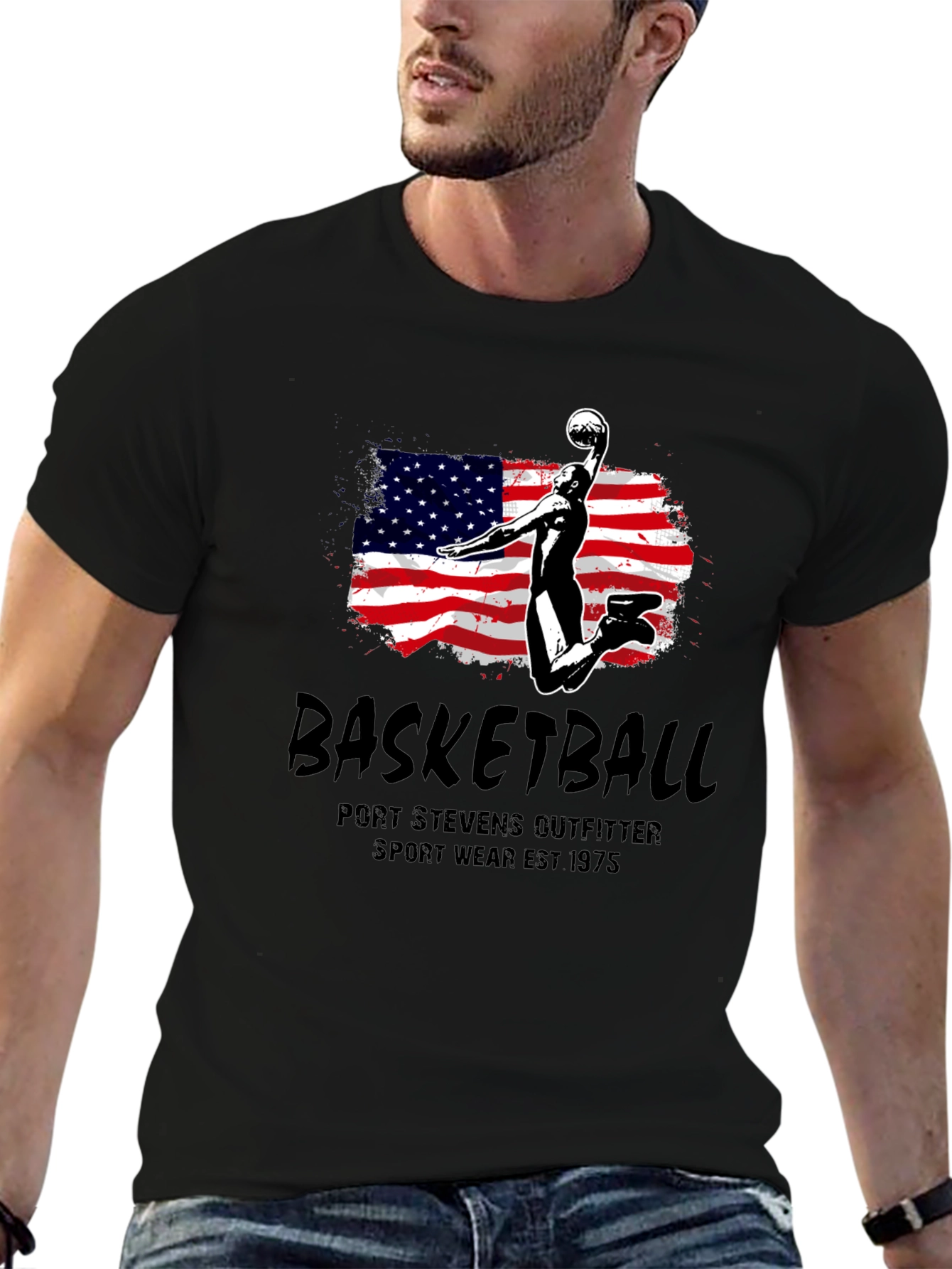 Basketball USA Flag Graphic T-Shirt