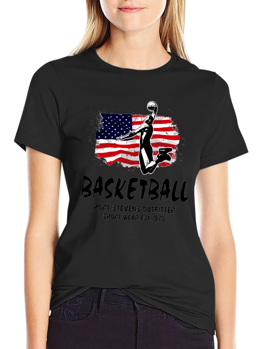 Basketball USA Flag Graphic T-Shirt