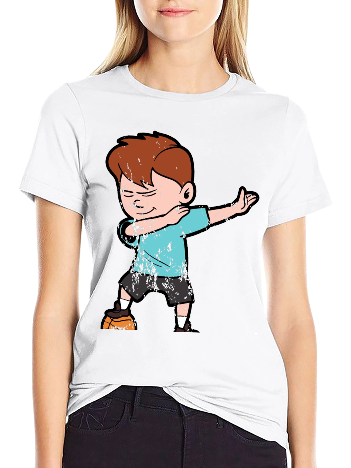 Boy Dabbing on Black T-Shirt