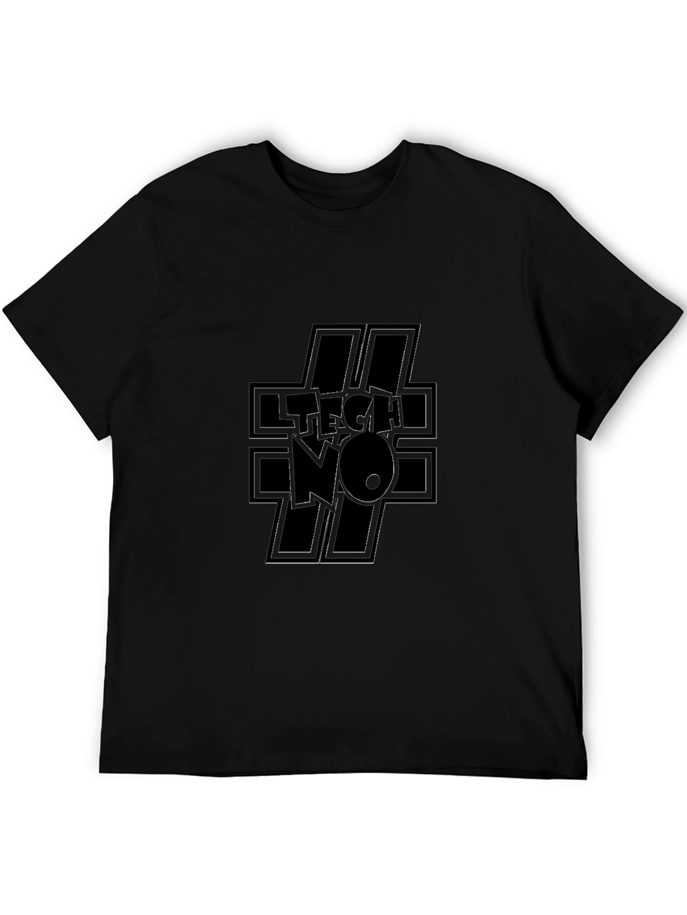 Edgy TECHNO Graphic Black T-Shirt
