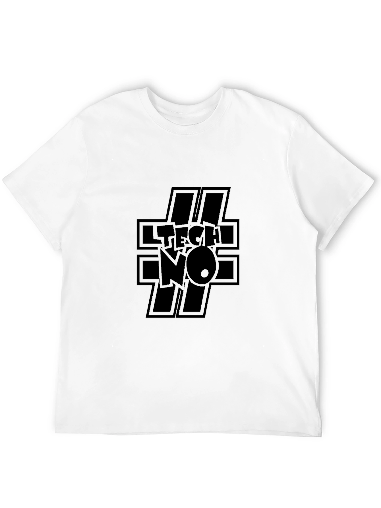 Edgy TECHNO Graphic Black T-Shirt