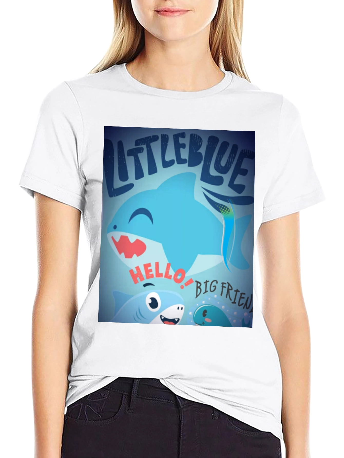 Little Blue Shark Graphic Tee - Fun Casual Style