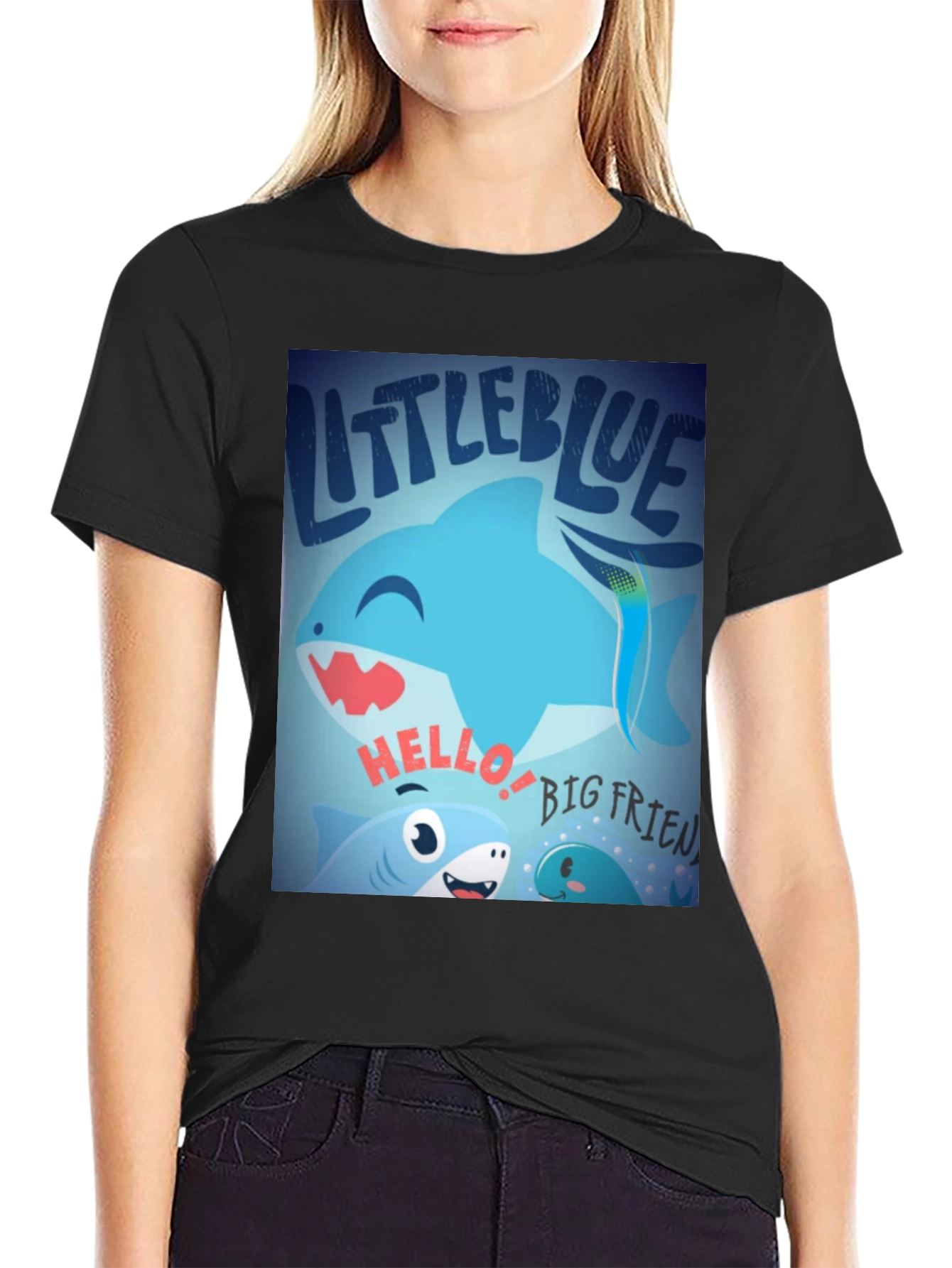 Little Blue Shark Graphic Tee - Fun Casual Style