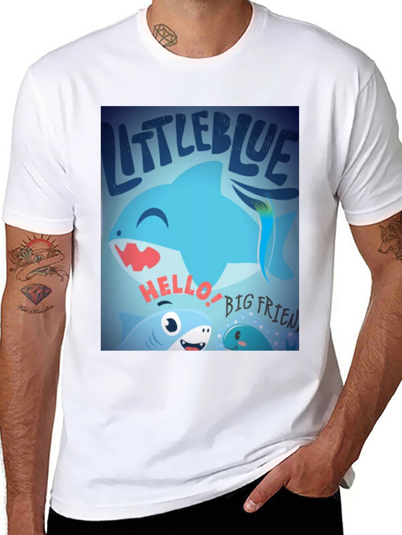 Little Blue Shark Graphic Tee - Fun Casual Style