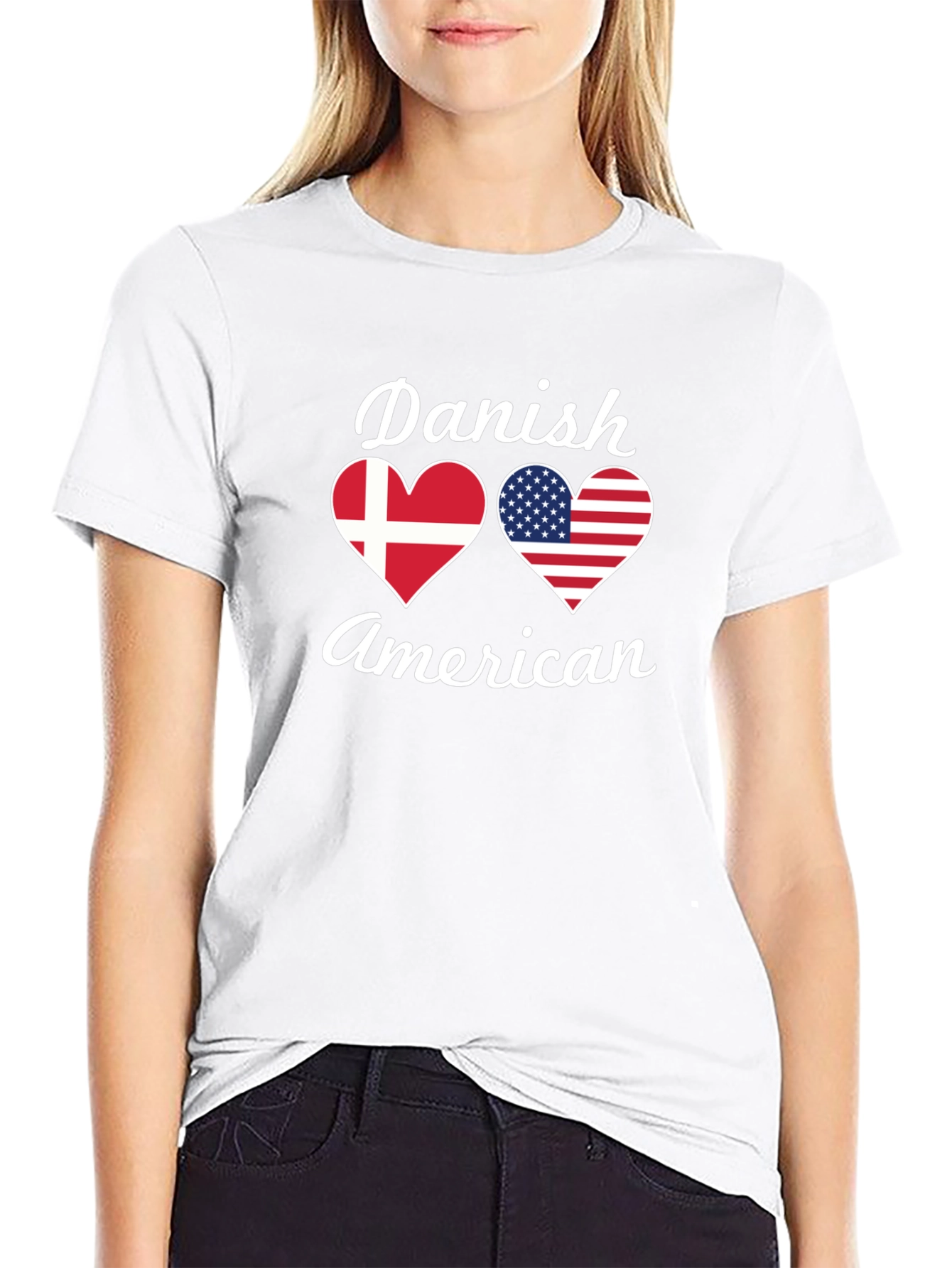 Danish American Flag Heart T-Shirt