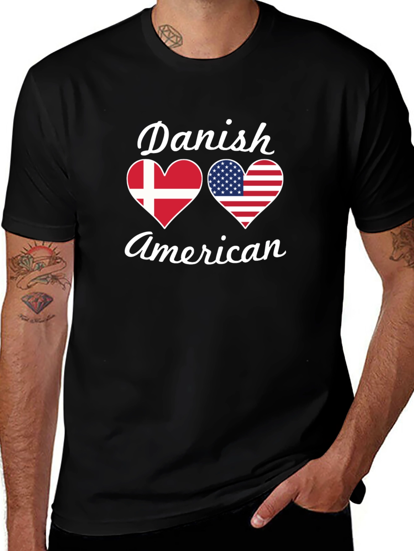 Danish American Flag Heart T-Shirt