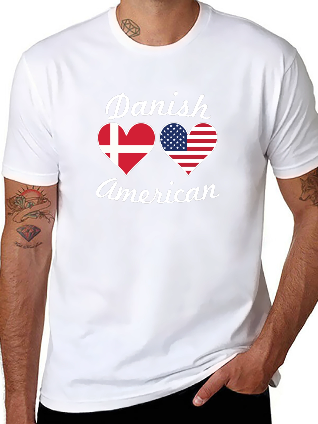 Danish American Flag Heart T-Shirt