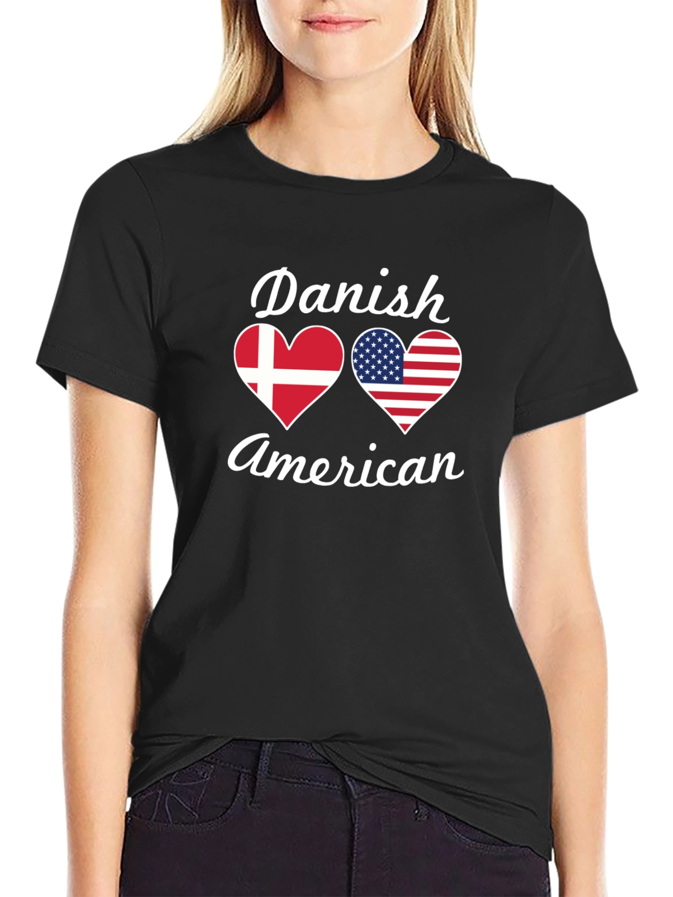 Danish American Flag Heart T-Shirt