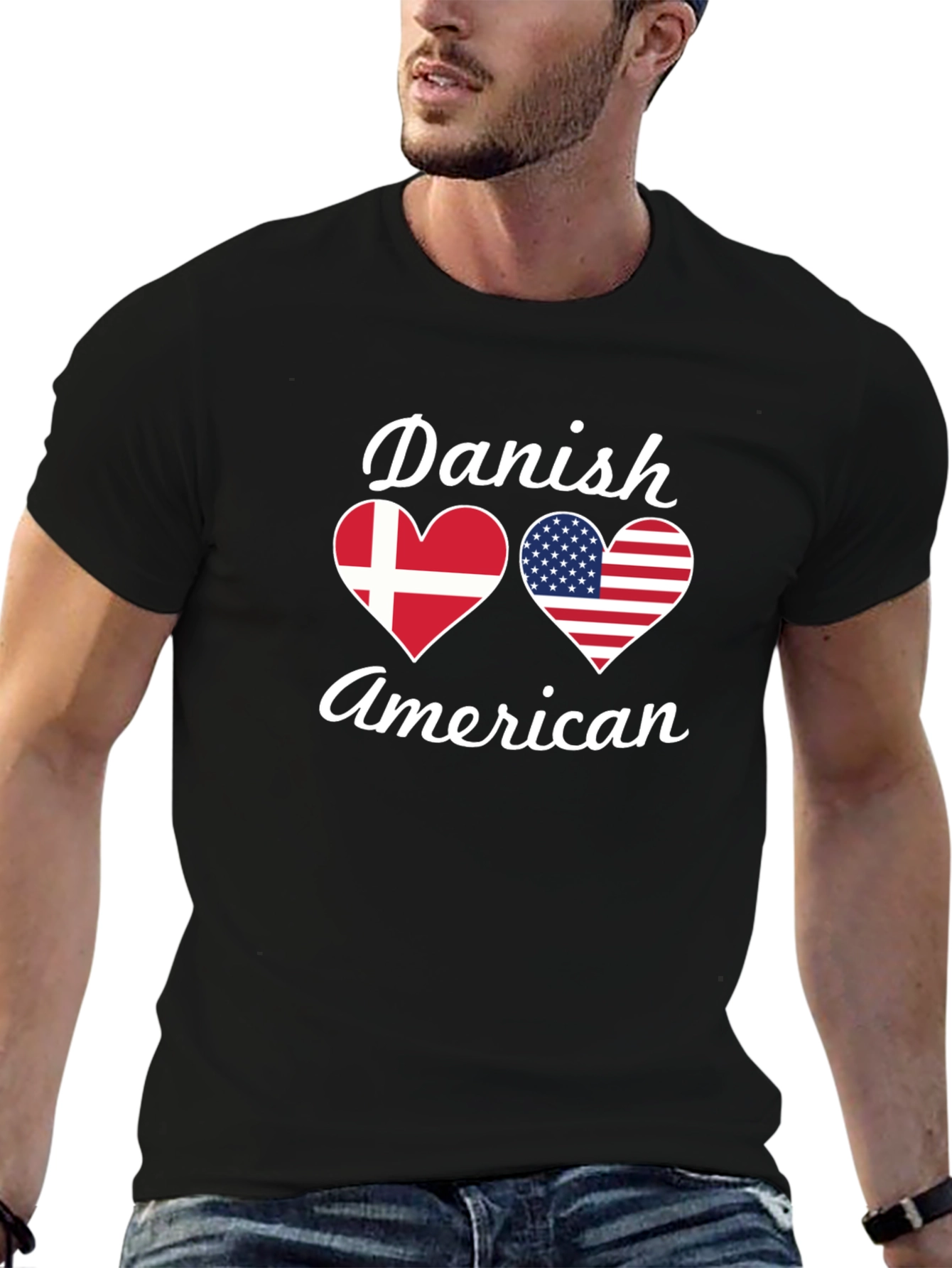 Danish American Flag Heart T-Shirt