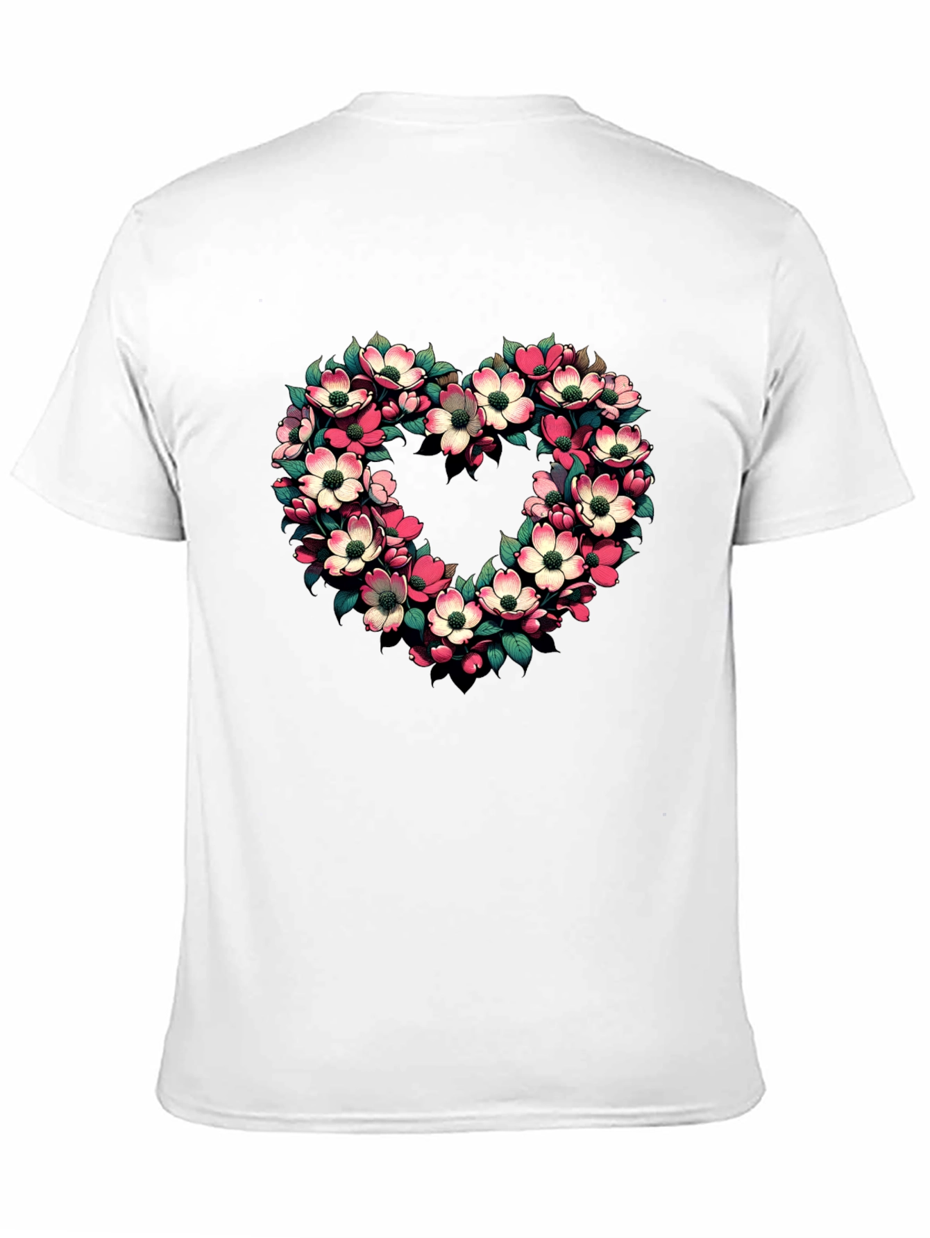 Floral Heart Graphic Tee - Black Cotton T-Shirt