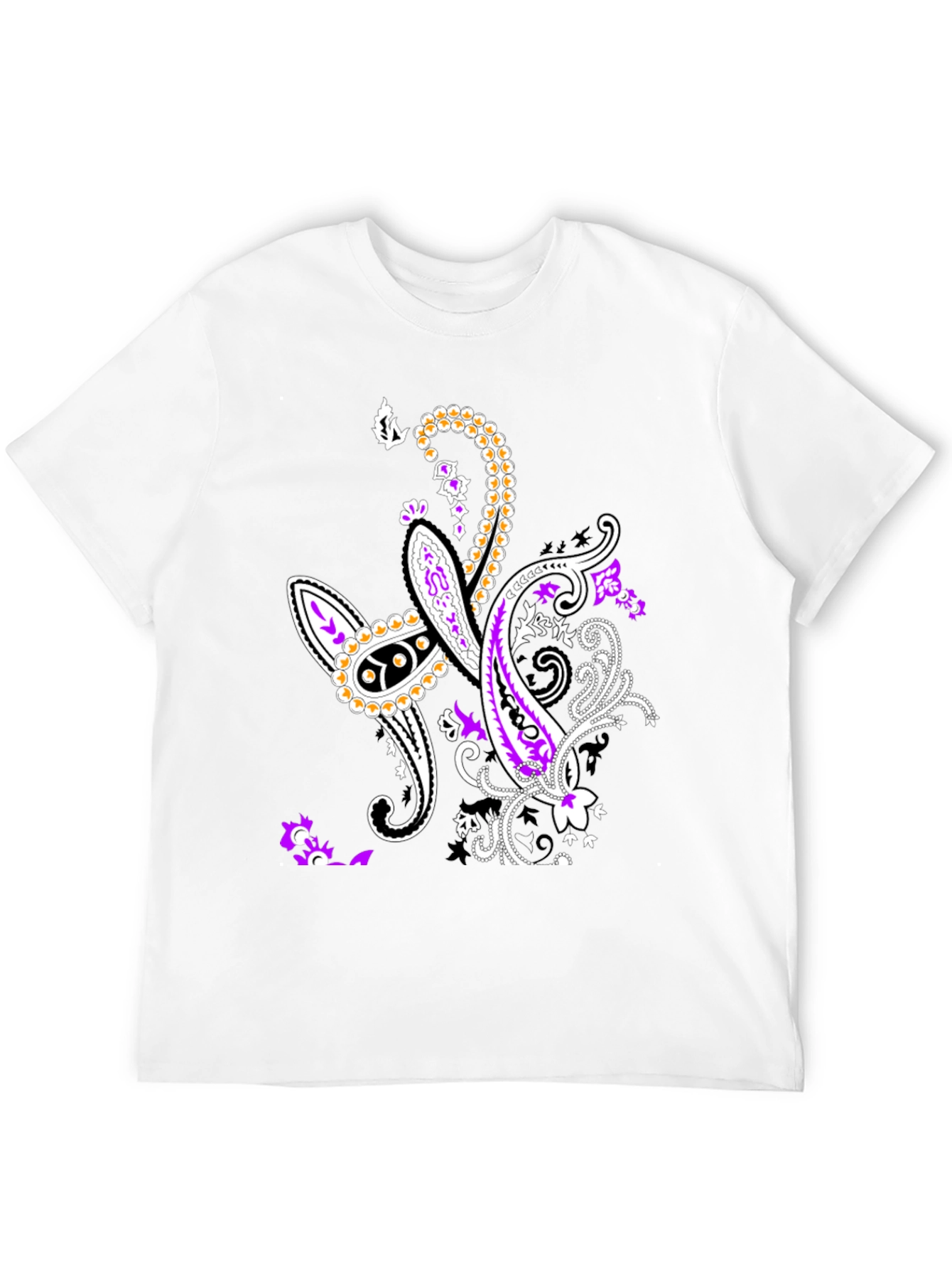 Paisley Patterned Black T-Shirt