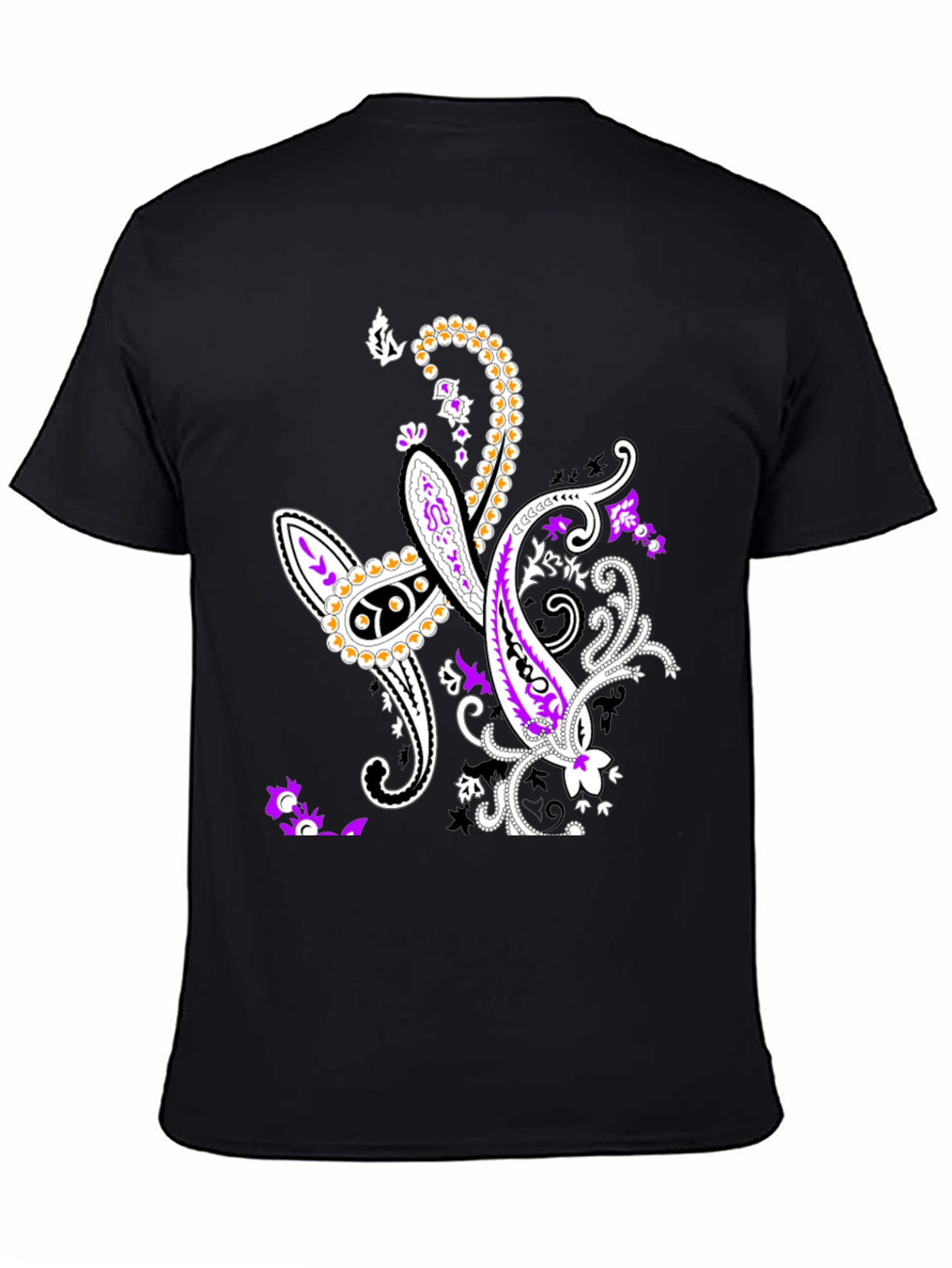 Paisley Patterned Black T-Shirt