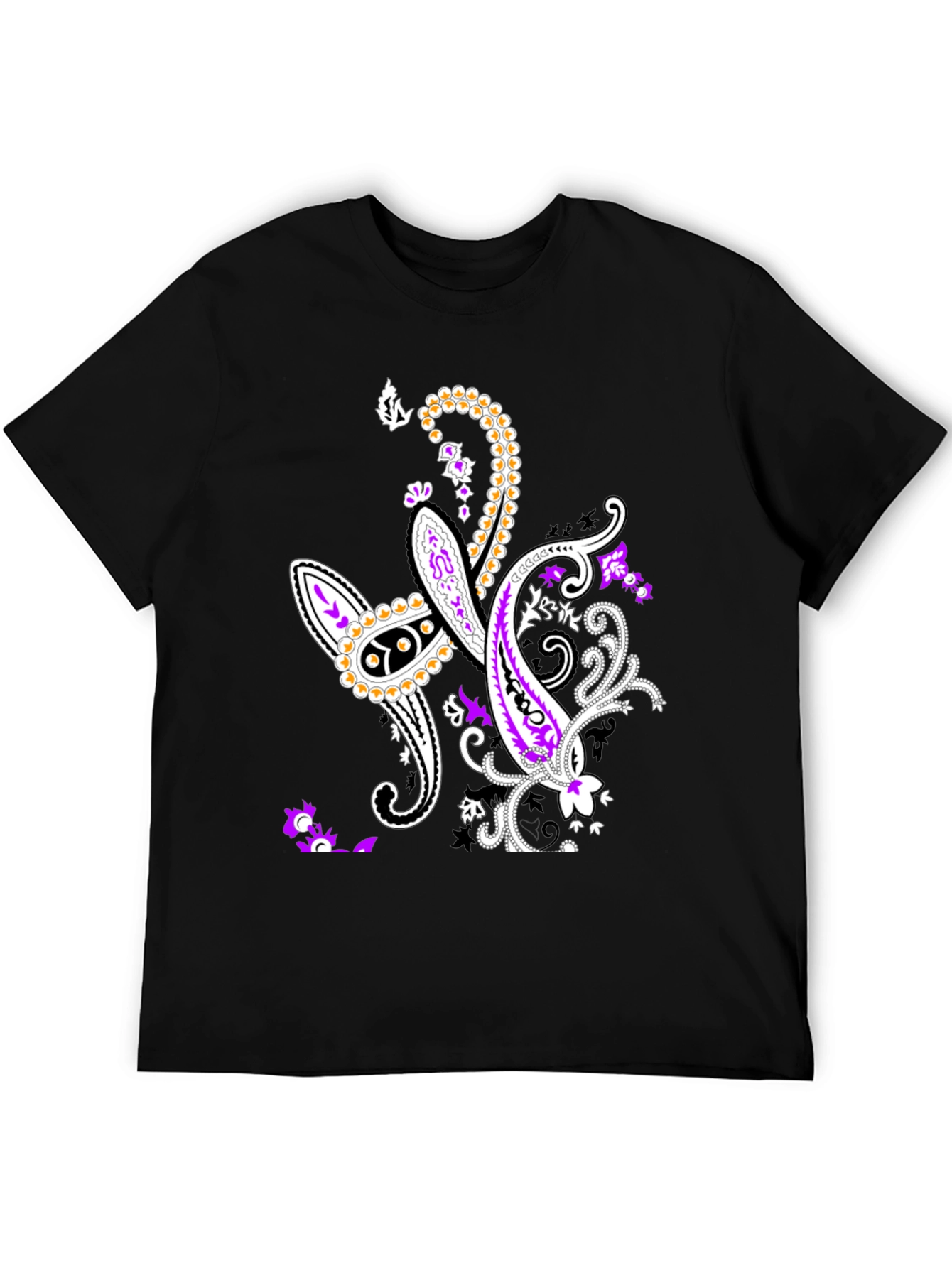 Paisley Patterned Black T-Shirt