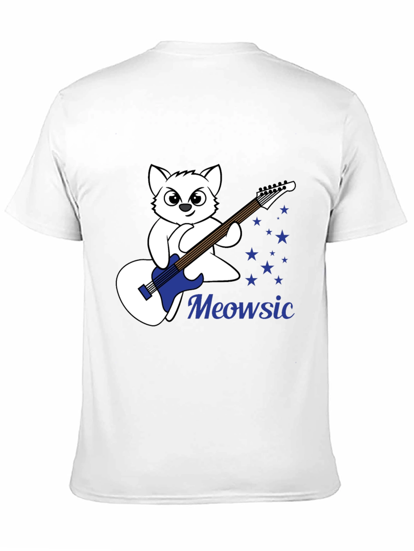Meowsic Graphic Tee - Cat Guitar Player T-Shirt