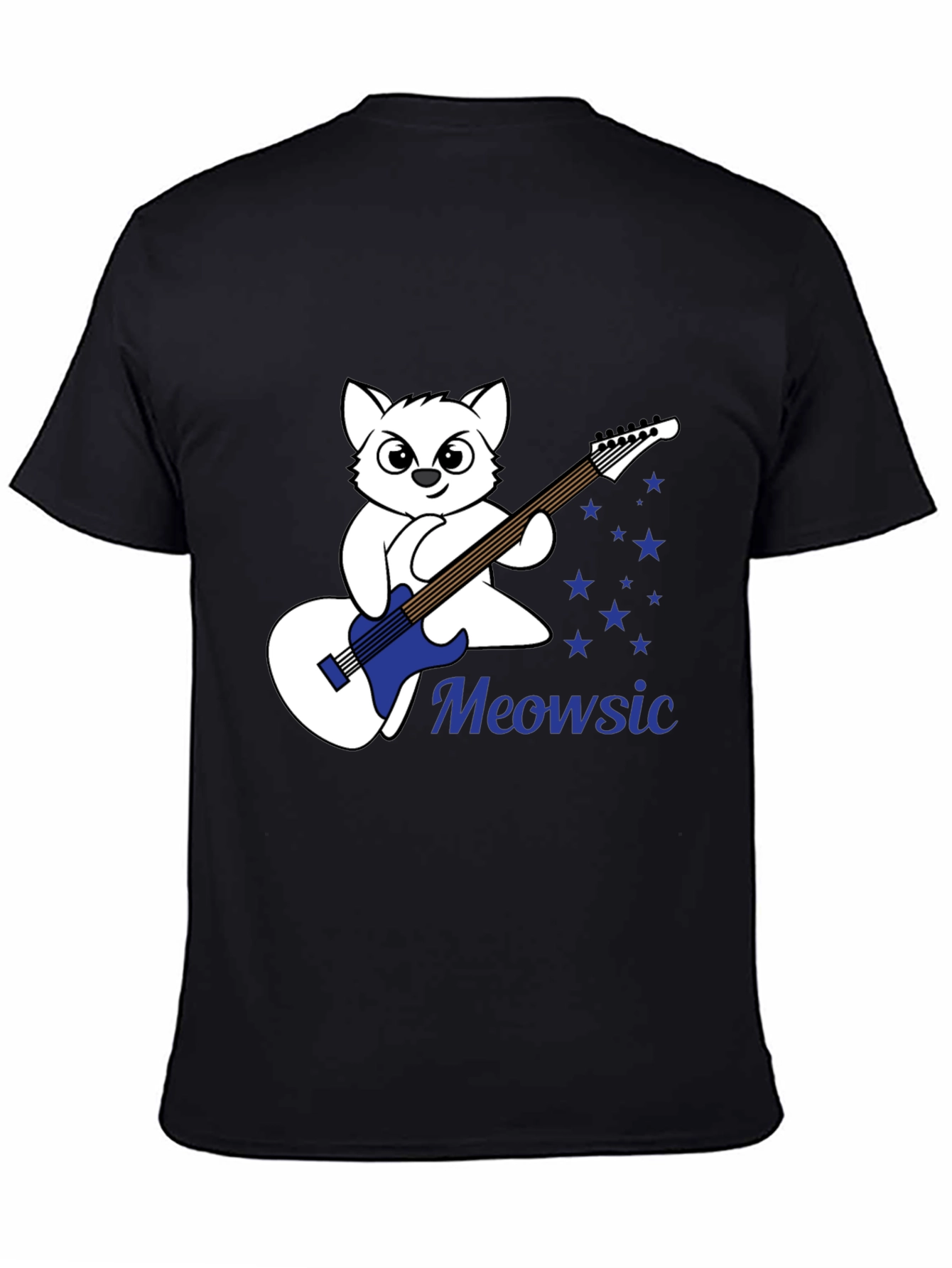 Meowsic Graphic Tee - Cat Guitar Player T-Shirt