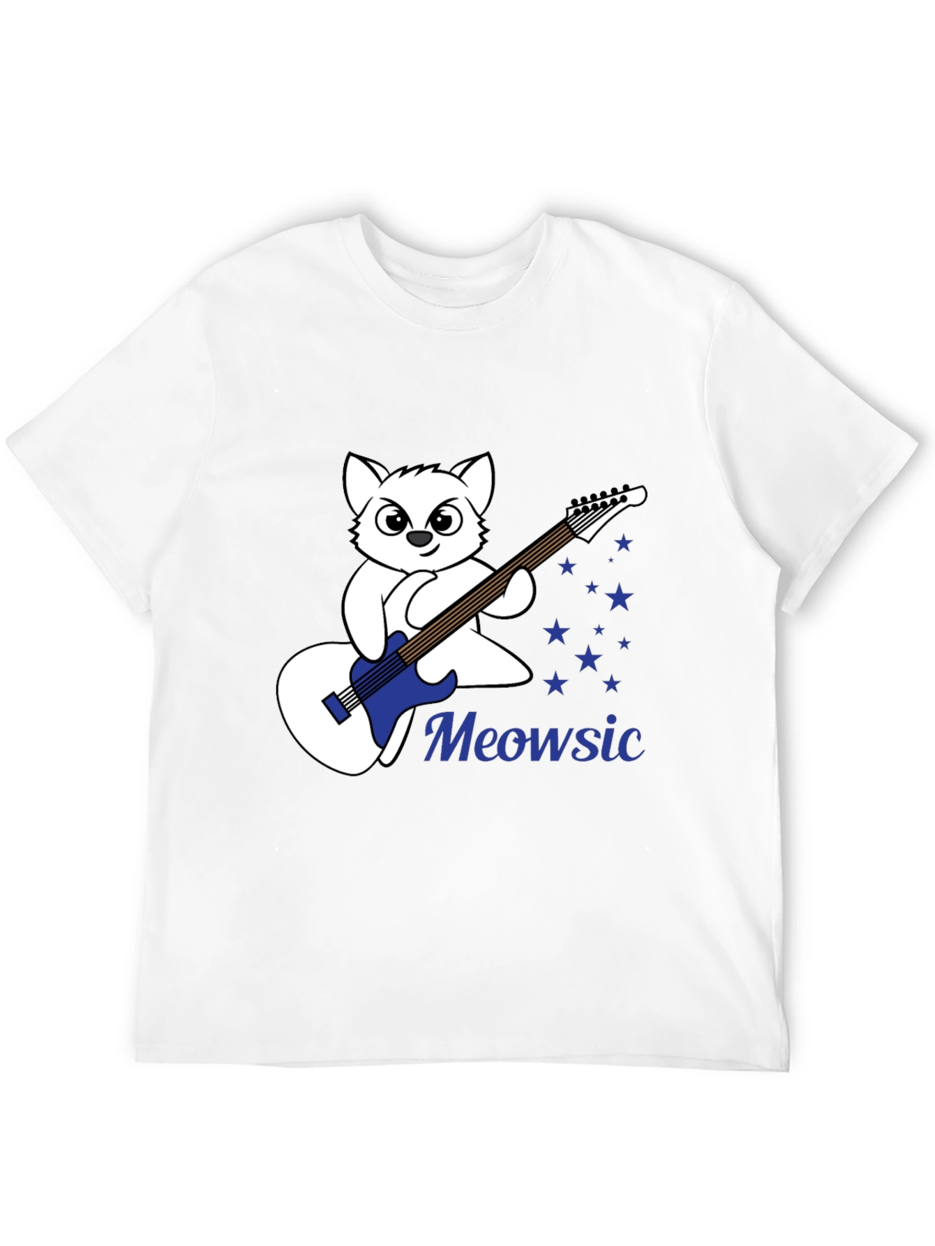 Meowsic Graphic Tee - Cat Guitar Player T-Shirt