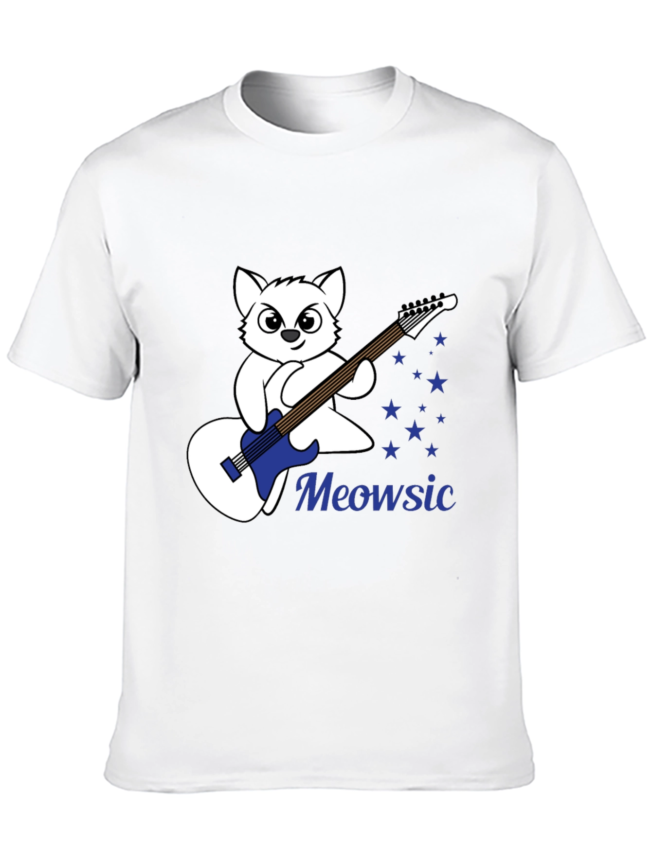 Meowsic Graphic Tee - Cat Guitar Player T-Shirt