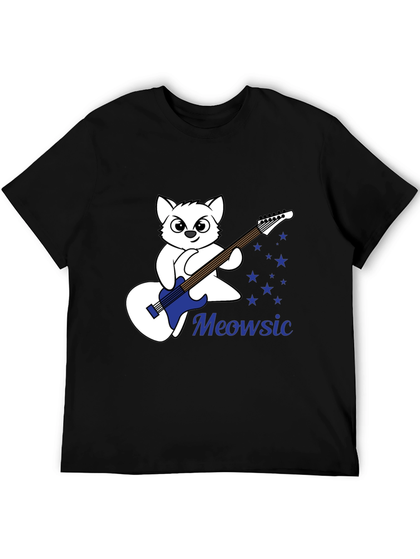 Meowsic Graphic Tee - Cat Guitar Player T-Shirt