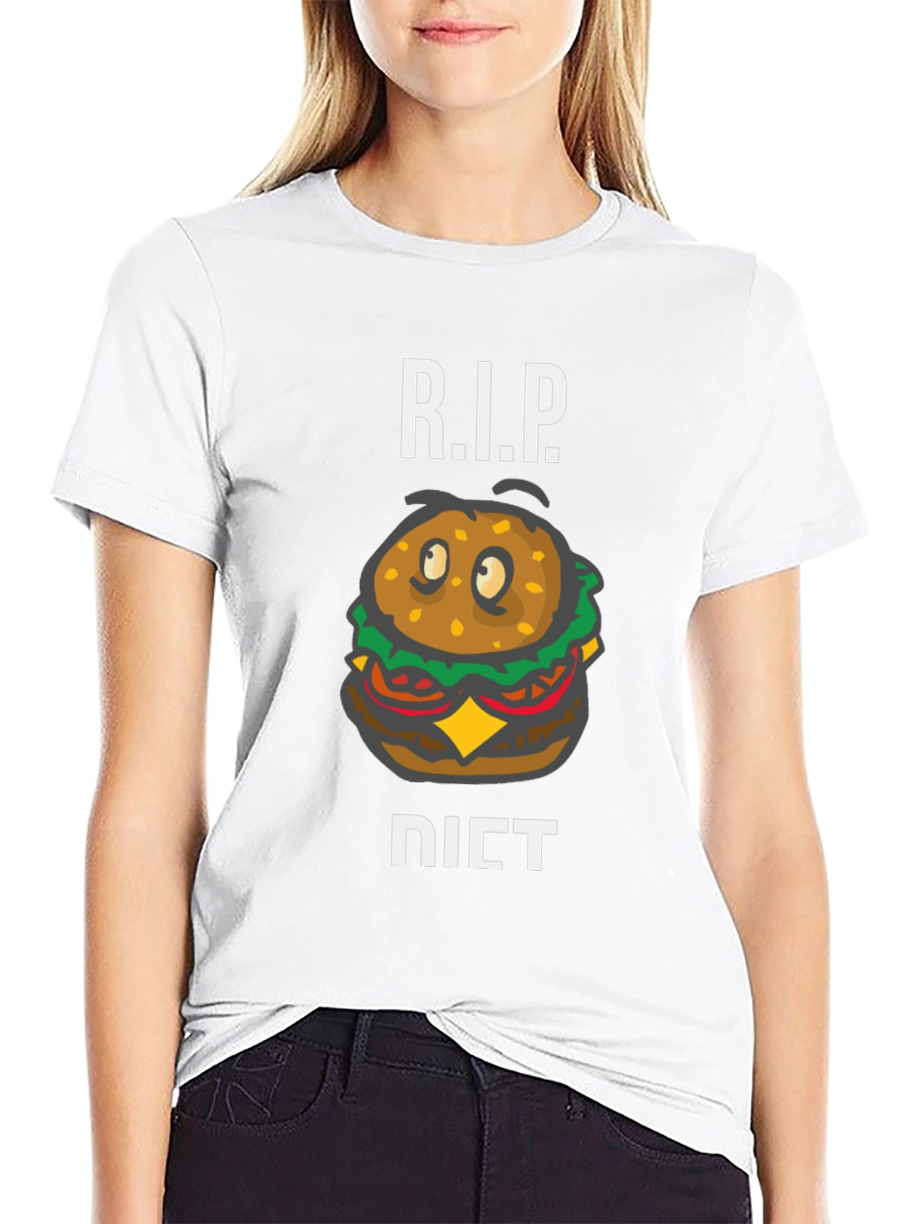 RIP Diet Funny Hamburger Graphic T-Shirt