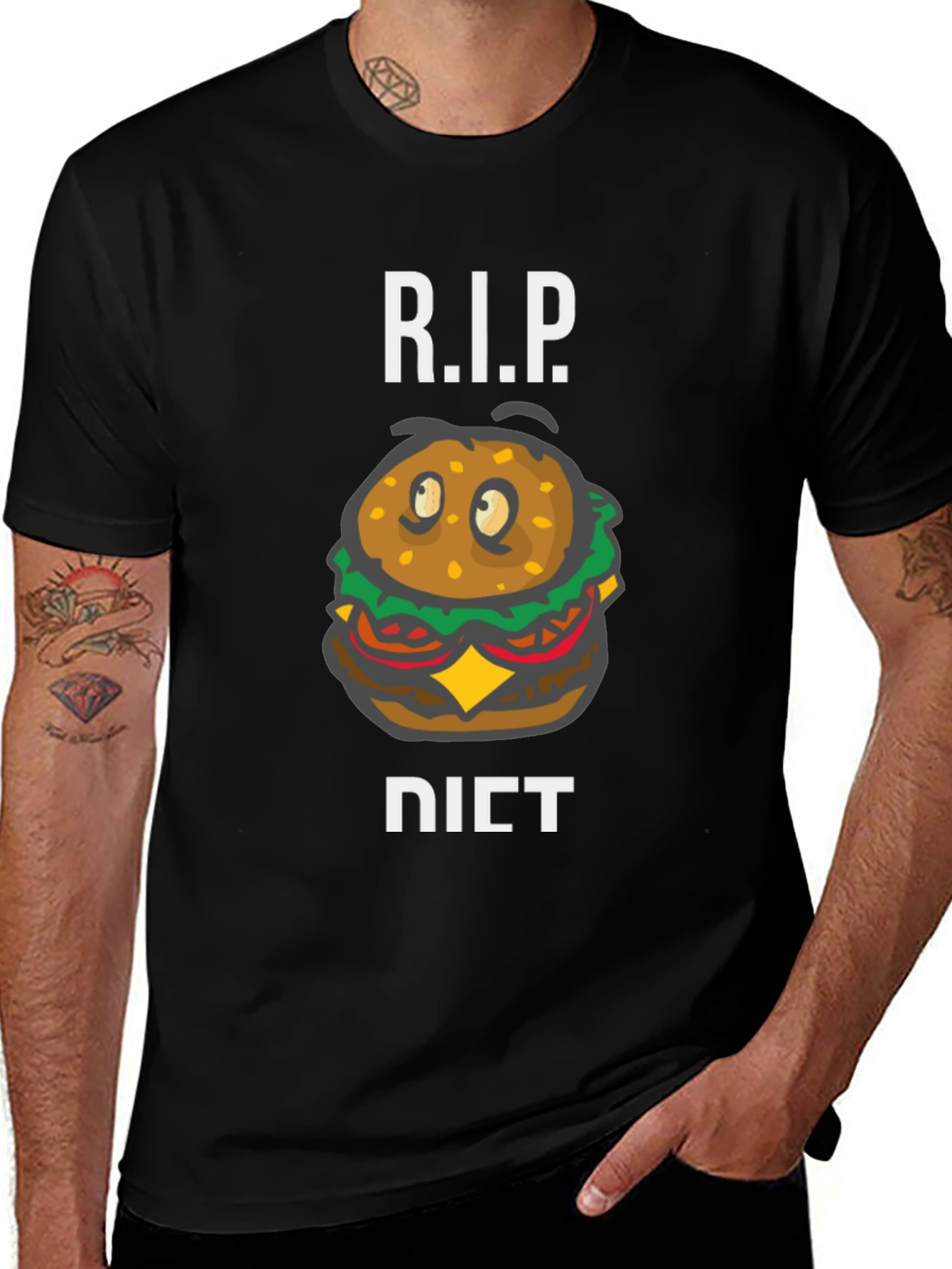 RIP Diet Funny Hamburger Graphic T-Shirt