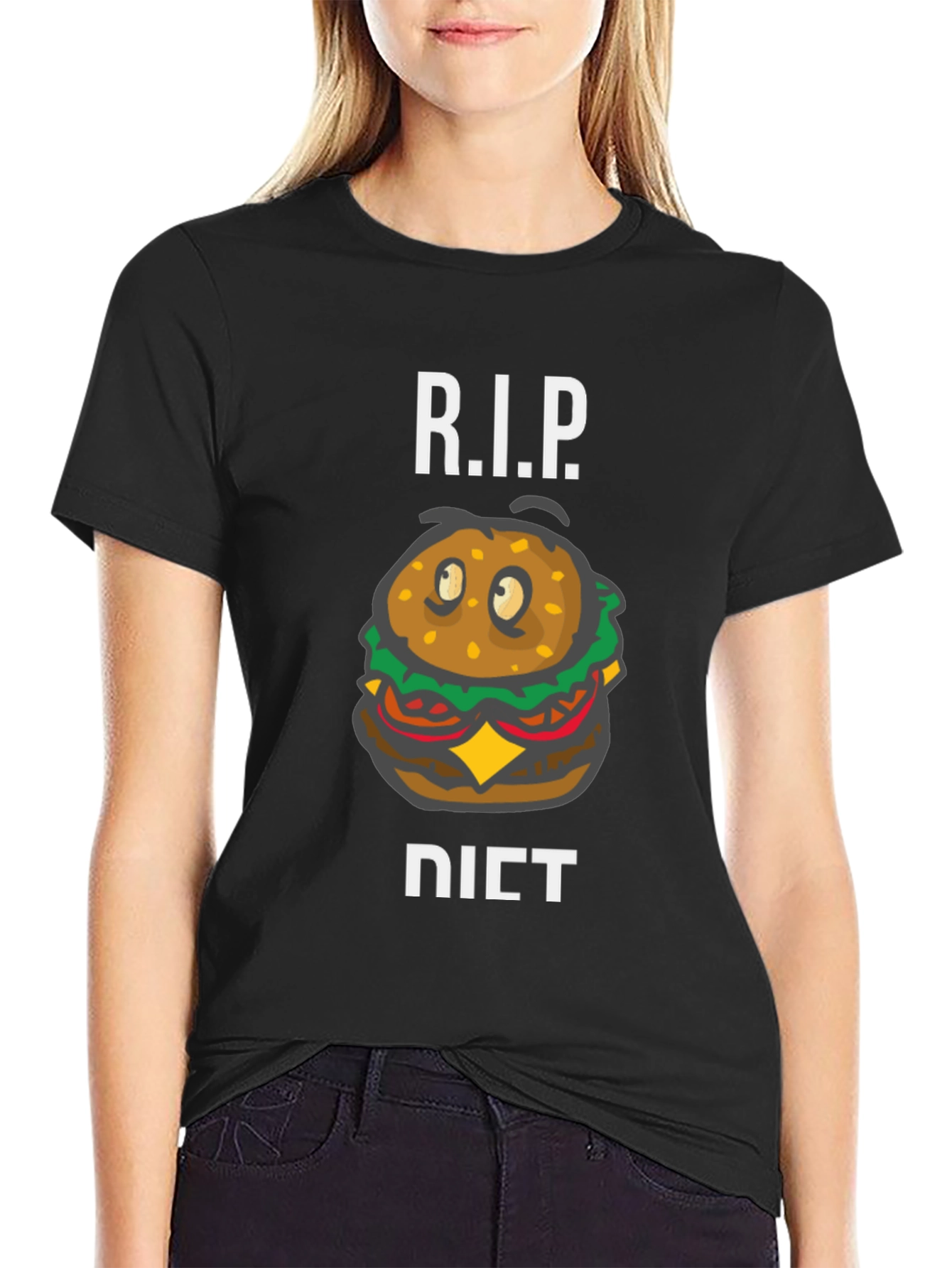 RIP Diet Funny Hamburger Graphic T-Shirt