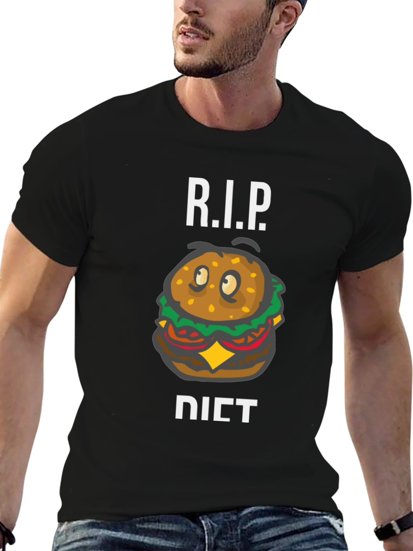 RIP Diet Funny Hamburger Graphic T-Shirt