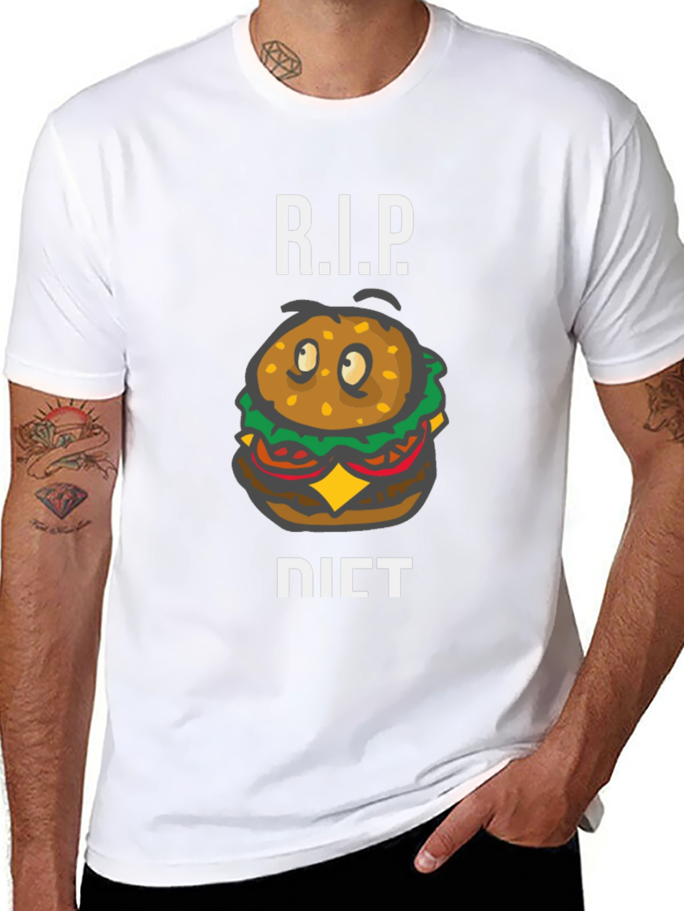 RIP Diet Funny Hamburger Graphic T-Shirt