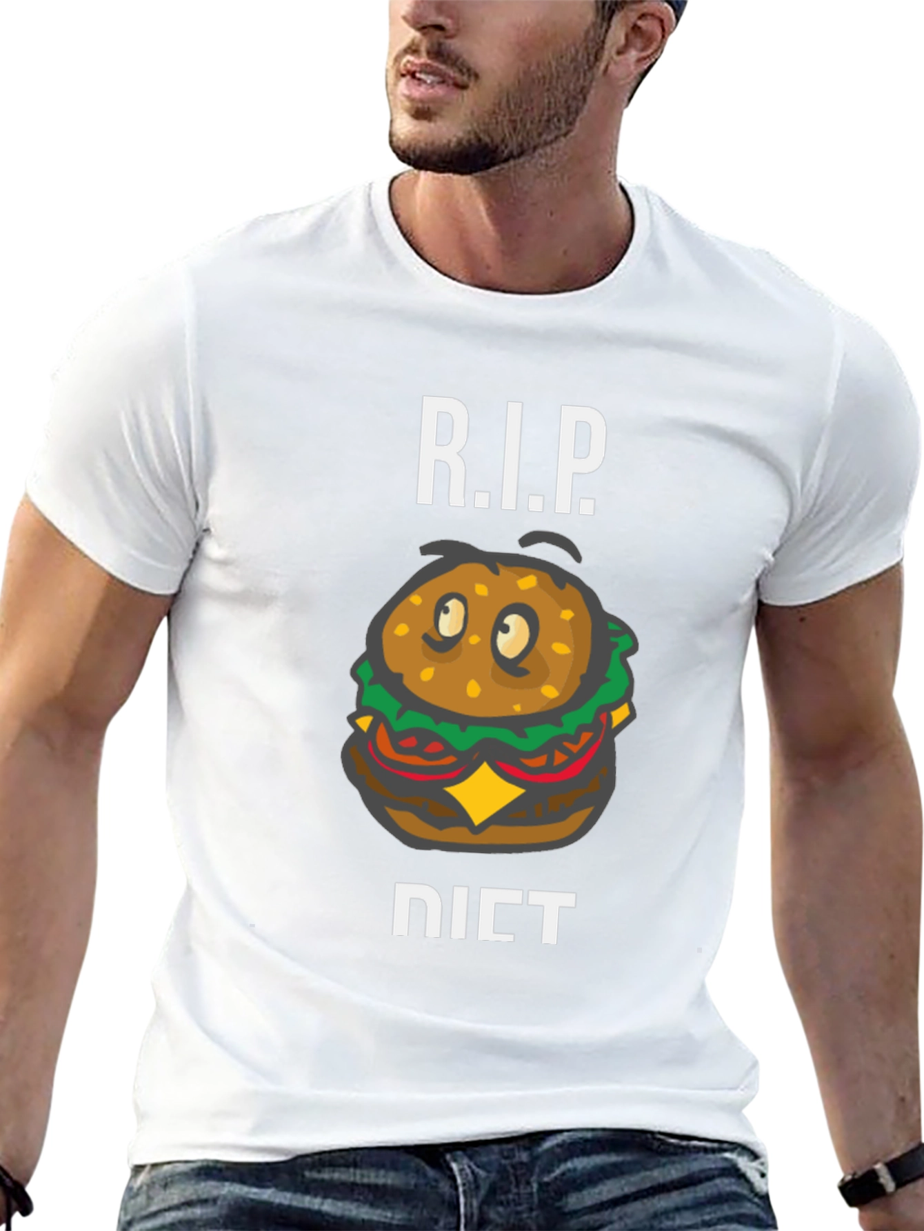 RIP Diet Funny Hamburger Graphic T-Shirt