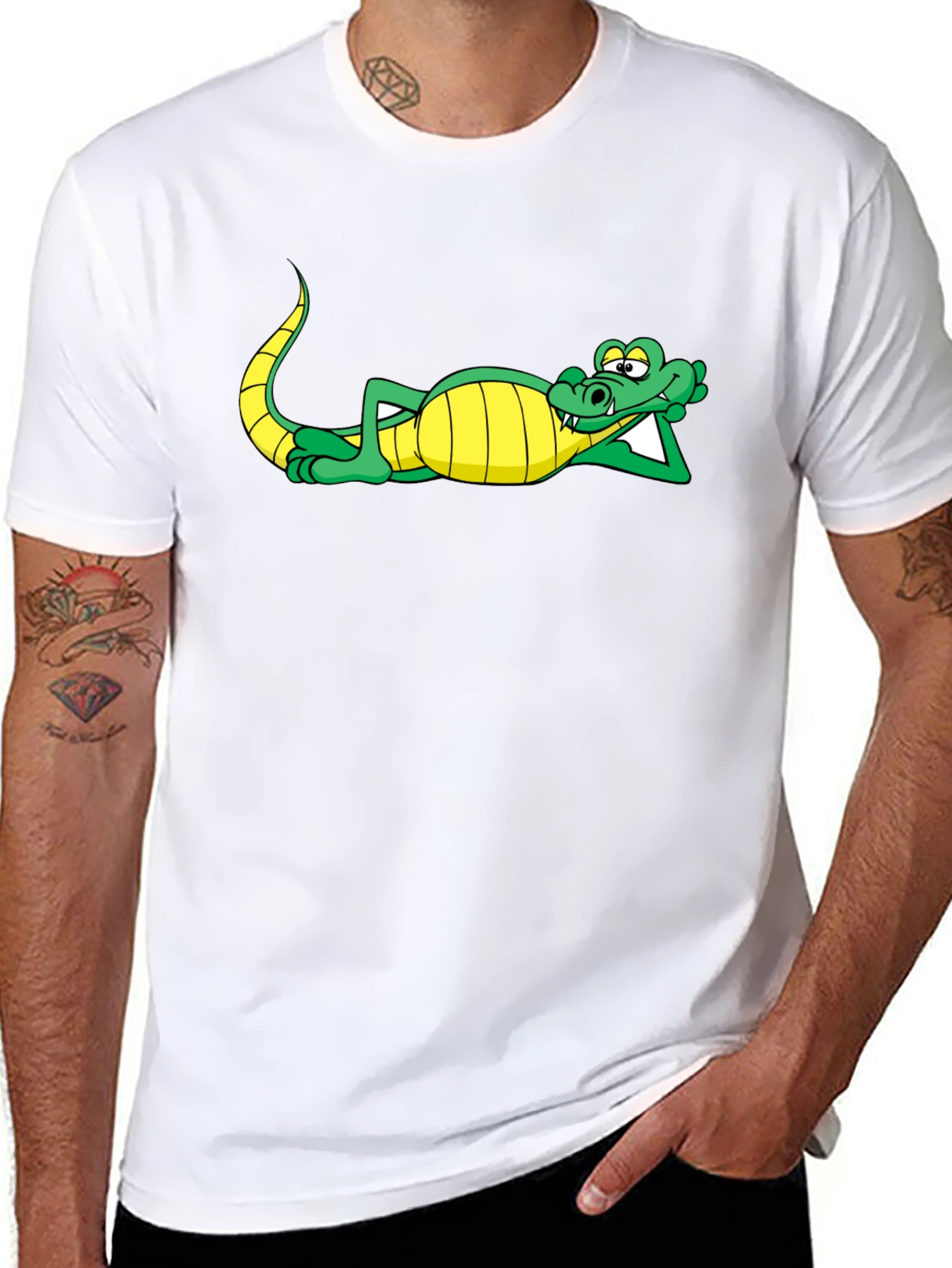 Chill Crocodile Graphic Tee - Black Cotton Shirt