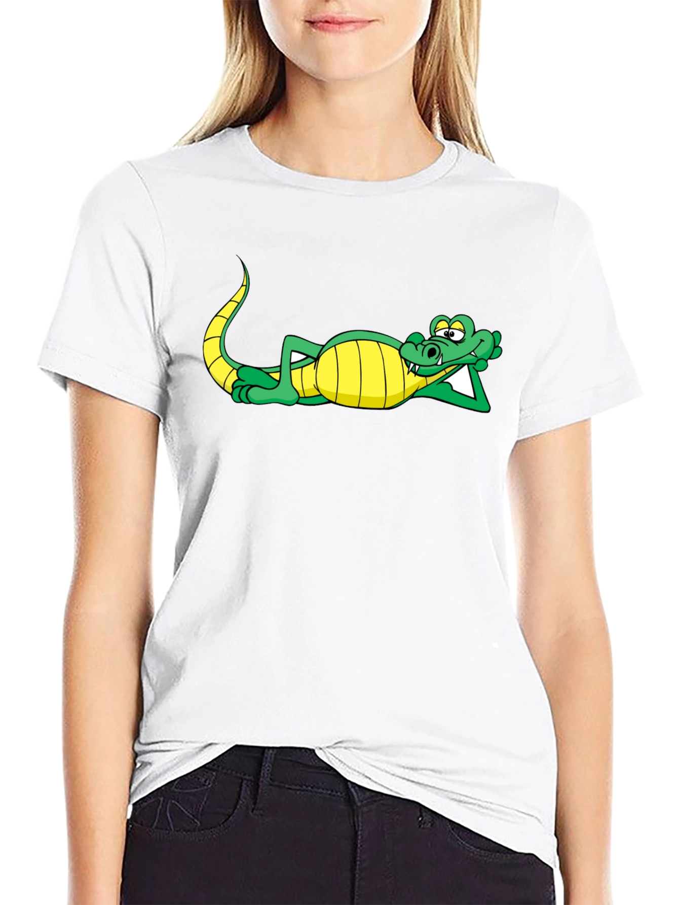 Chill Crocodile Graphic Tee - Black Cotton Shirt