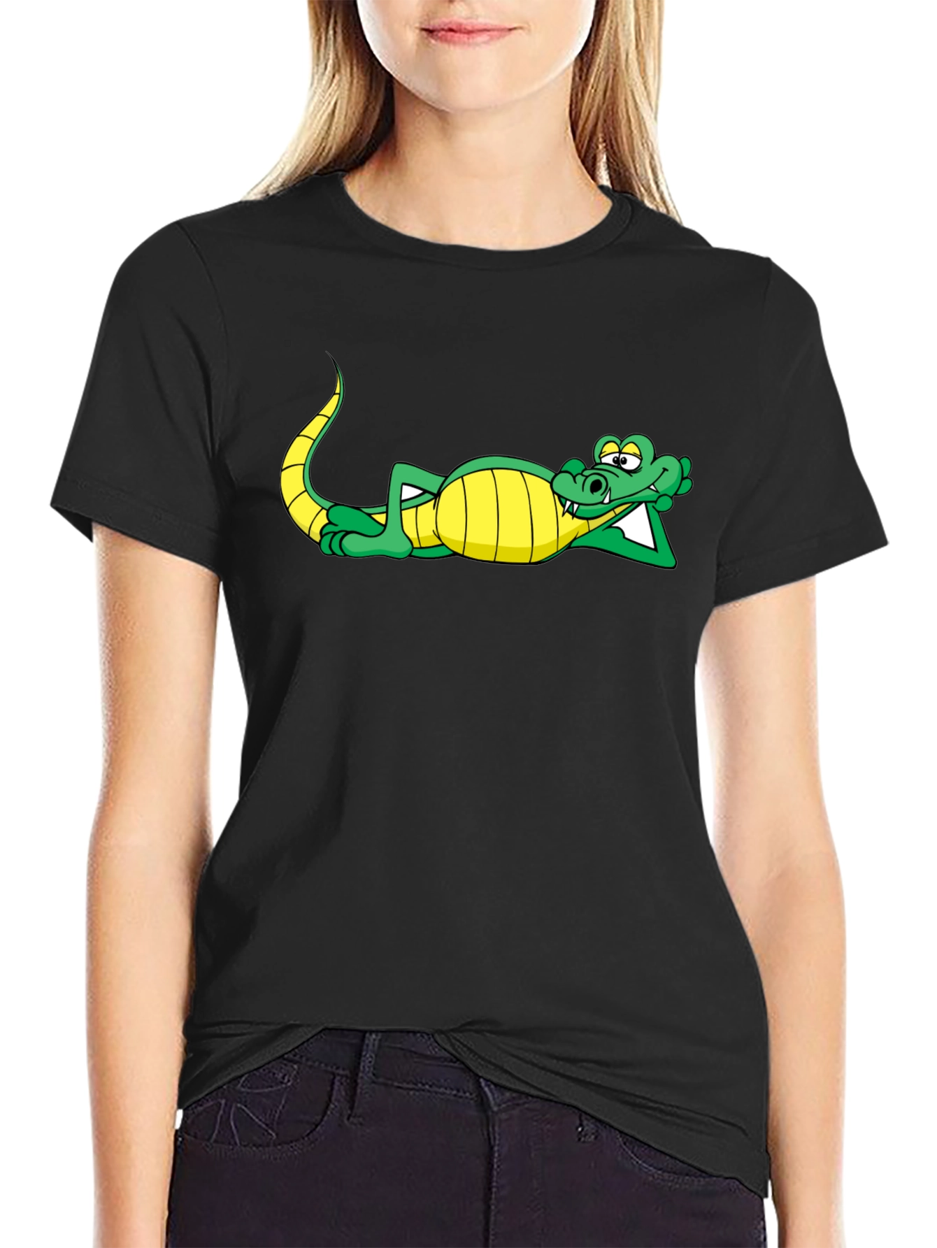 Chill Crocodile Graphic Tee - Black Cotton Shirt