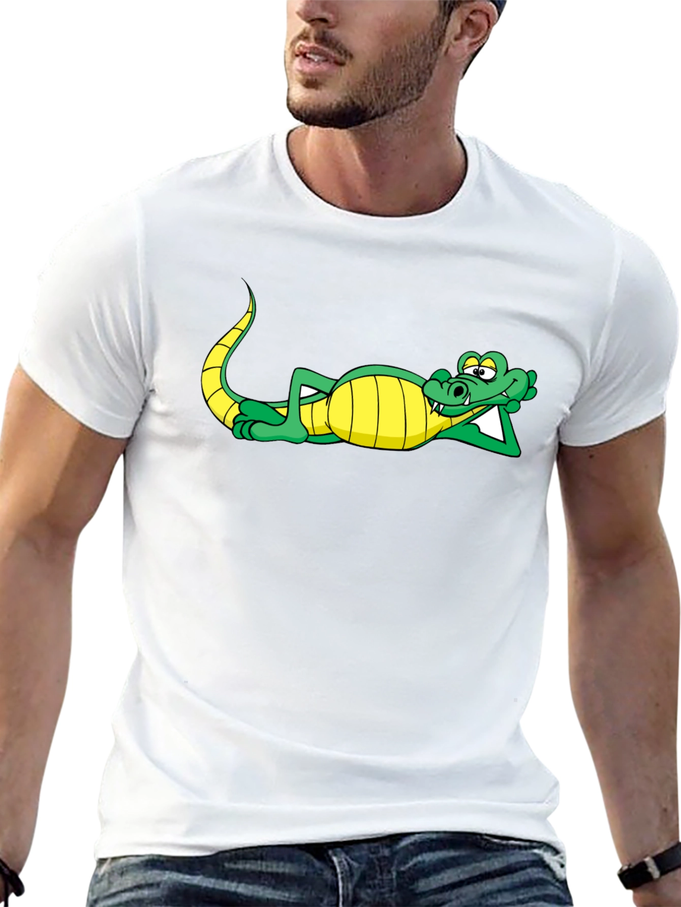 Chill Crocodile Graphic Tee - Black Cotton Shirt