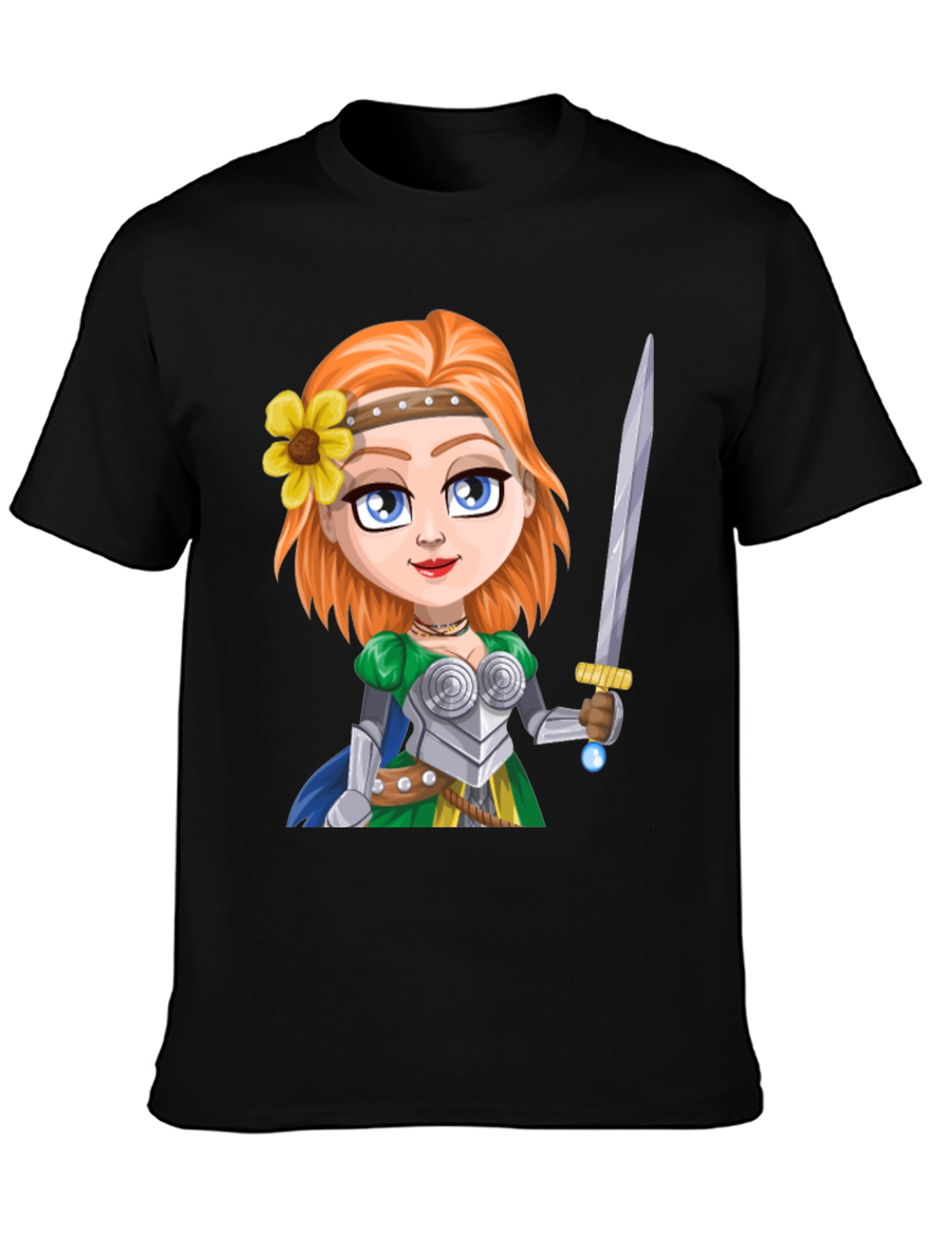 Warrior Princess Cartoon Graphic T-Shirt